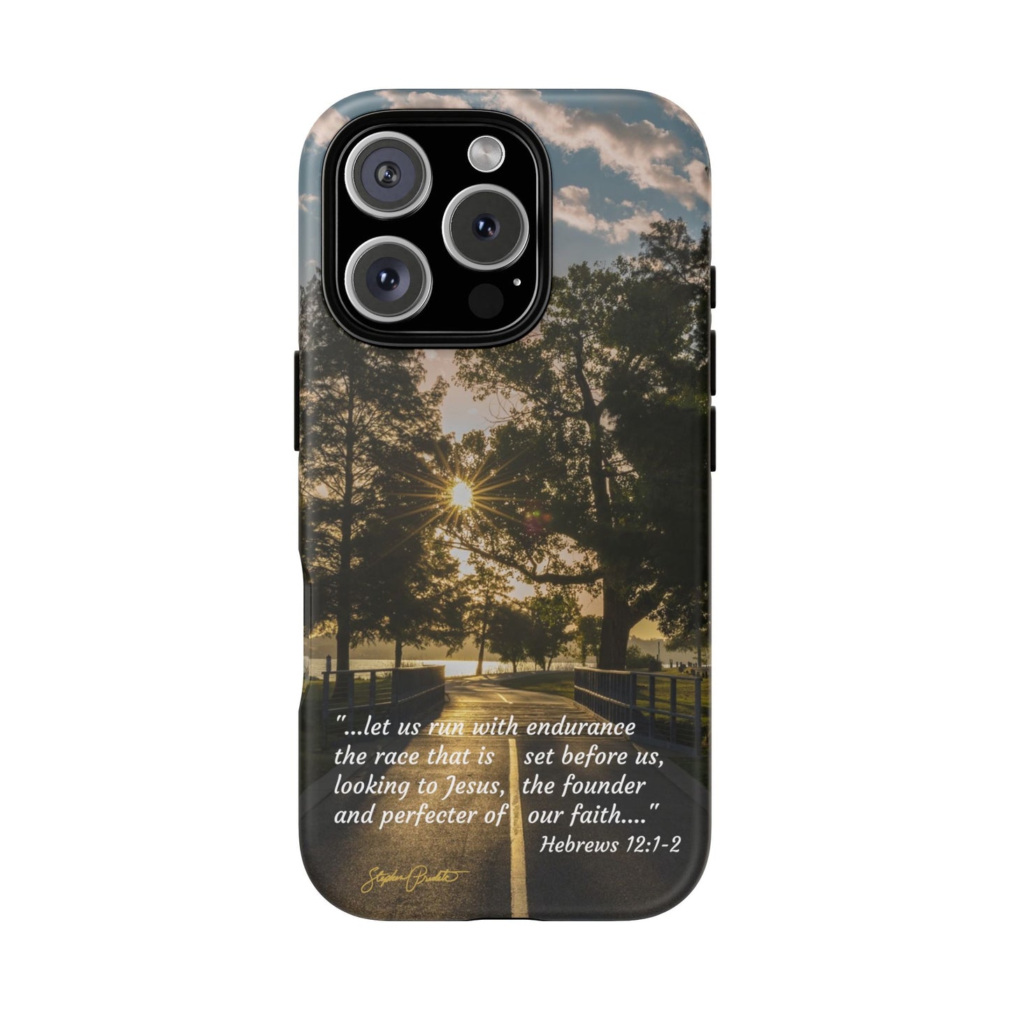 Phone Tough Case -- Heb. 12:1-2 -- Sunrise on the Running Path at White Rock Lake
