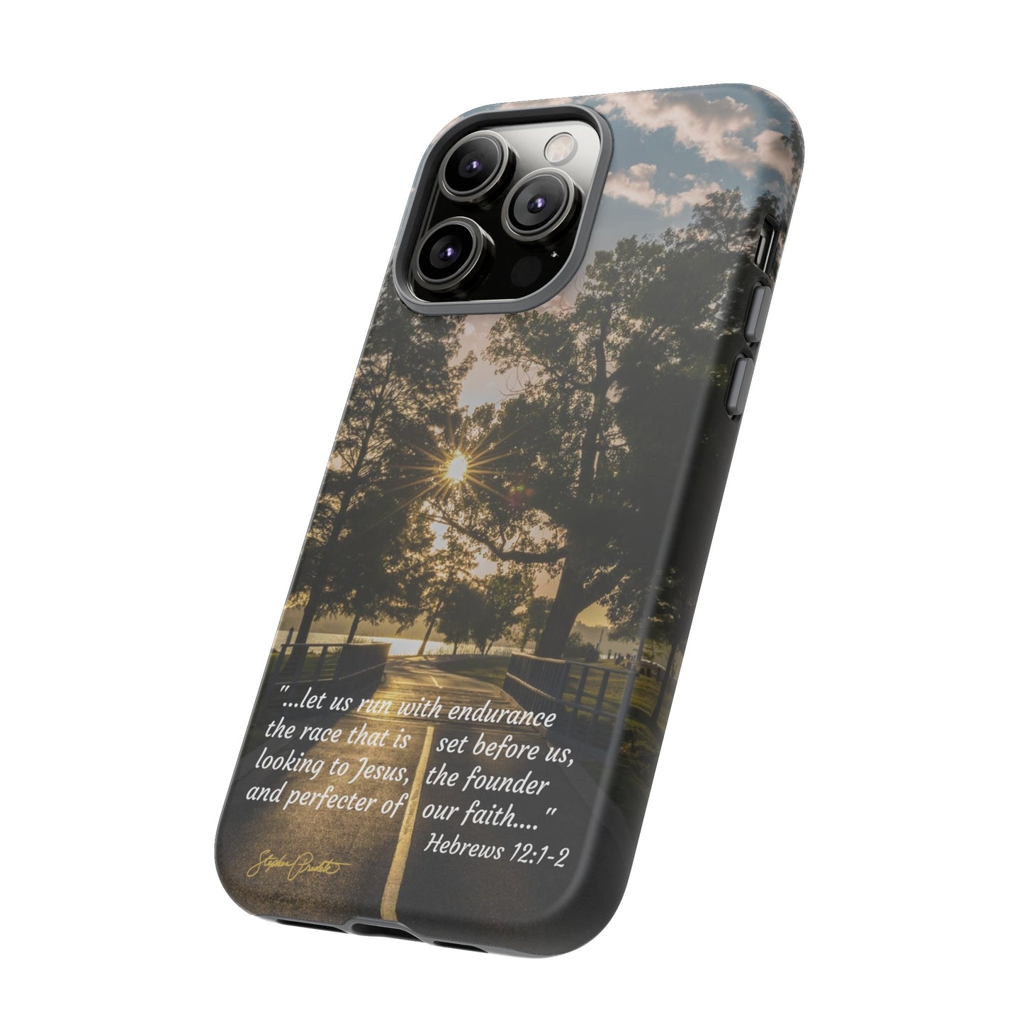 Phone Tough Case -- Heb. 12:1-2 -- Sunrise on the Running Path at White Rock Lake