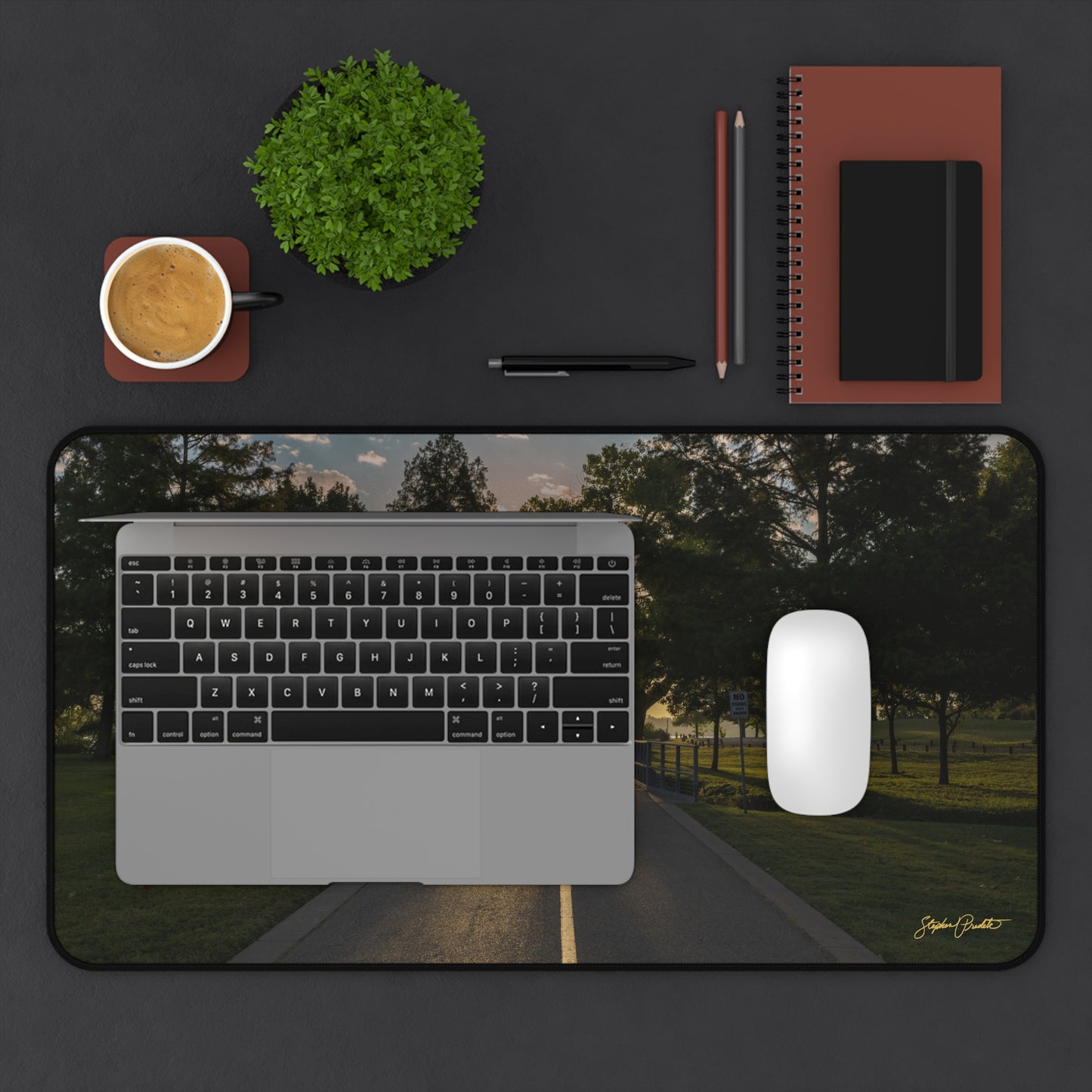 Desk Mat -- Sunrise on White Rock Lake Path