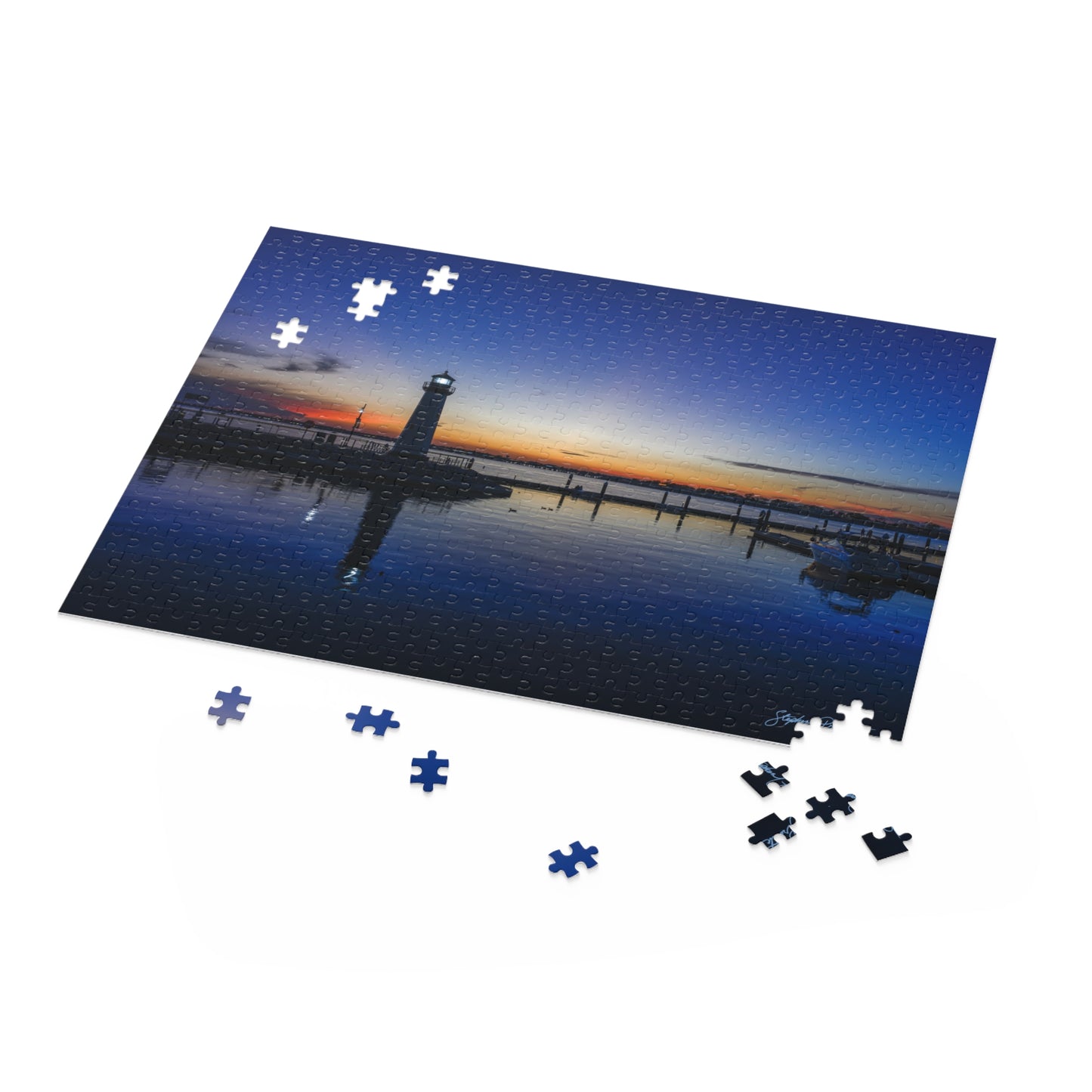 Jigsaw Puzzle -- Sunset at the Harbor Lighthouse — 120/252/500-Piece