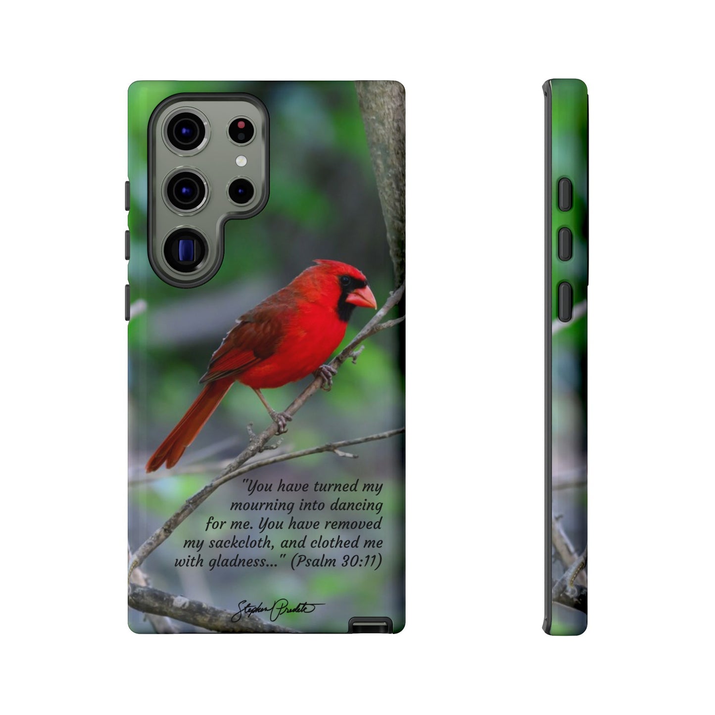 Phone Tough Case - Northern Cardinal 2 with Verse Psalm 30:11