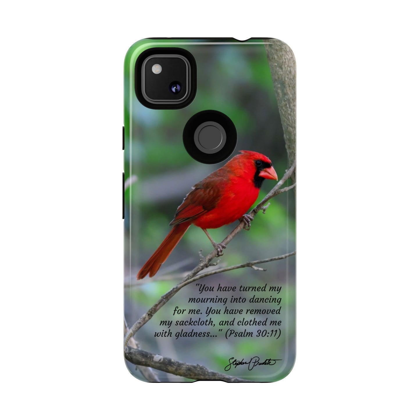 Phone Tough Case - Northern Cardinal 2 with Verse Psalm 30:11