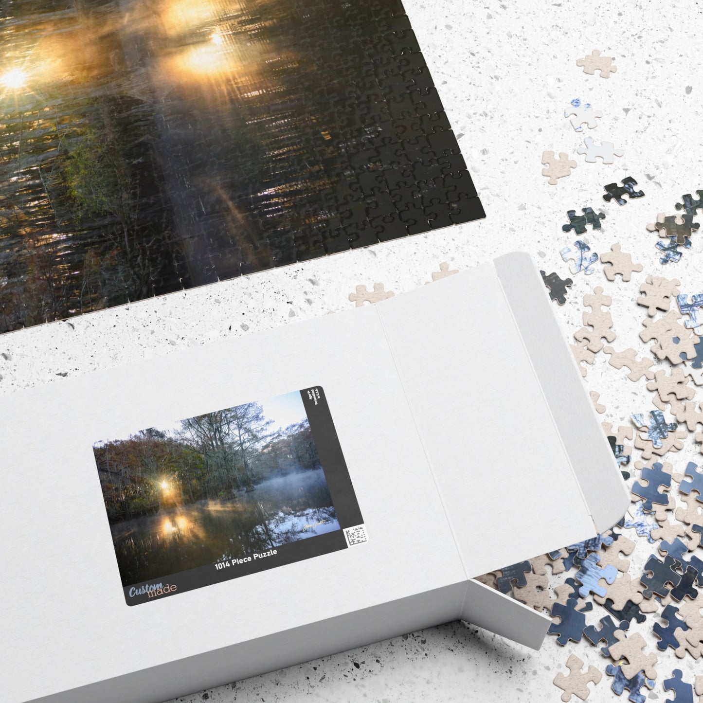 Jigsaw Puzzle -- Caddo Lake Sunrise -- Fire and Mist by Stephen Predtechenskis (110, 252, 520, or 1014-piece)