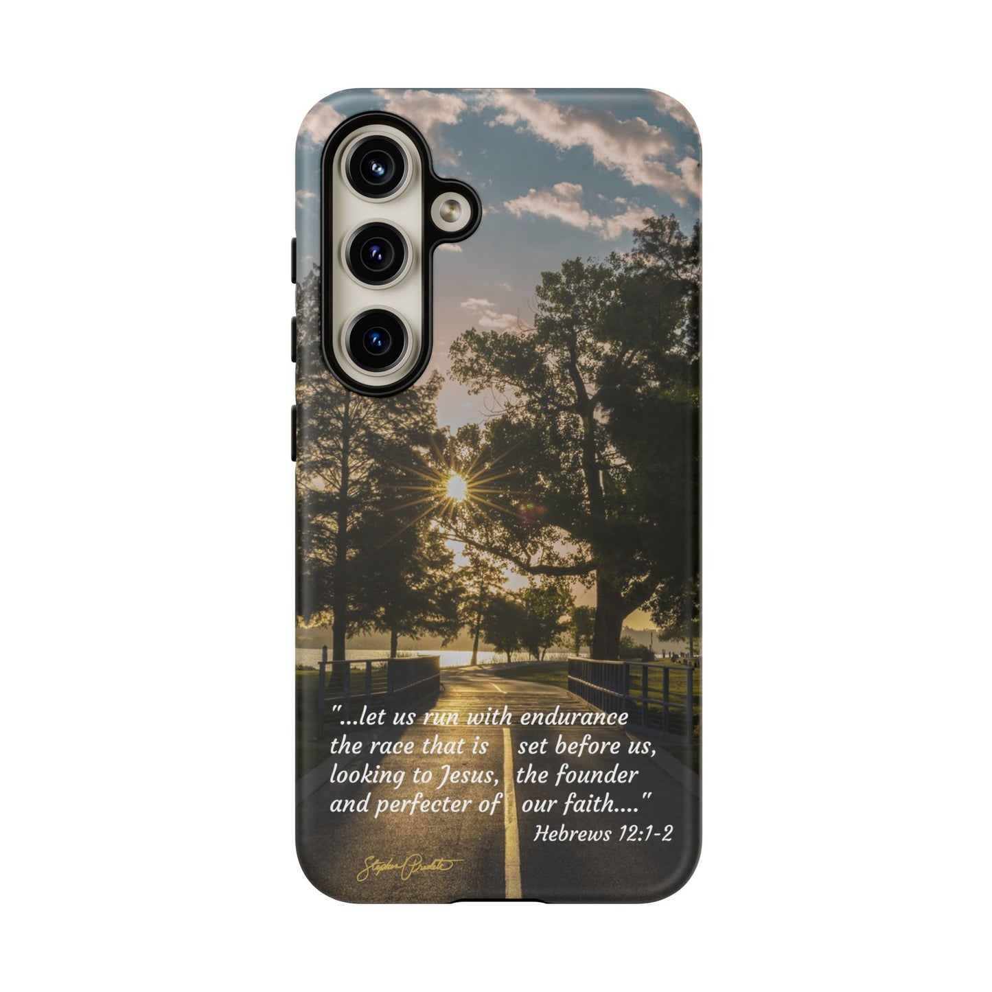 Phone Tough Case -- Heb. 12:1-2 -- Sunrise on the Running Path at White Rock Lake