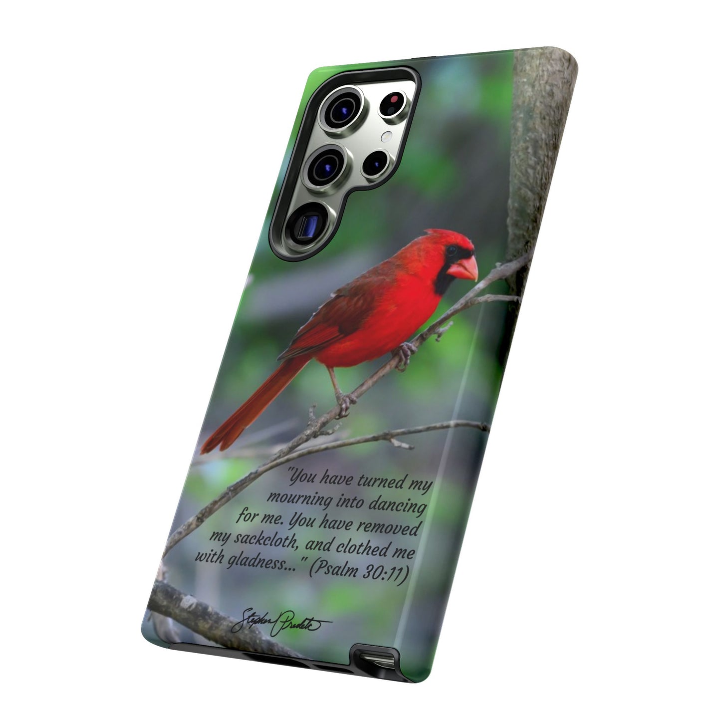 Phone Tough Case - Northern Cardinal 2 with Verse Psalm 30:11