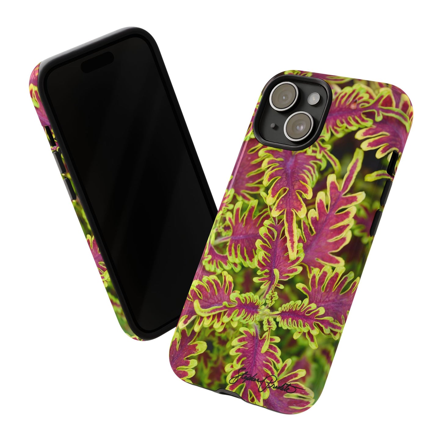 Phone Tough Case — Vibrant Variegated Botanical Design with Coleus Leaves