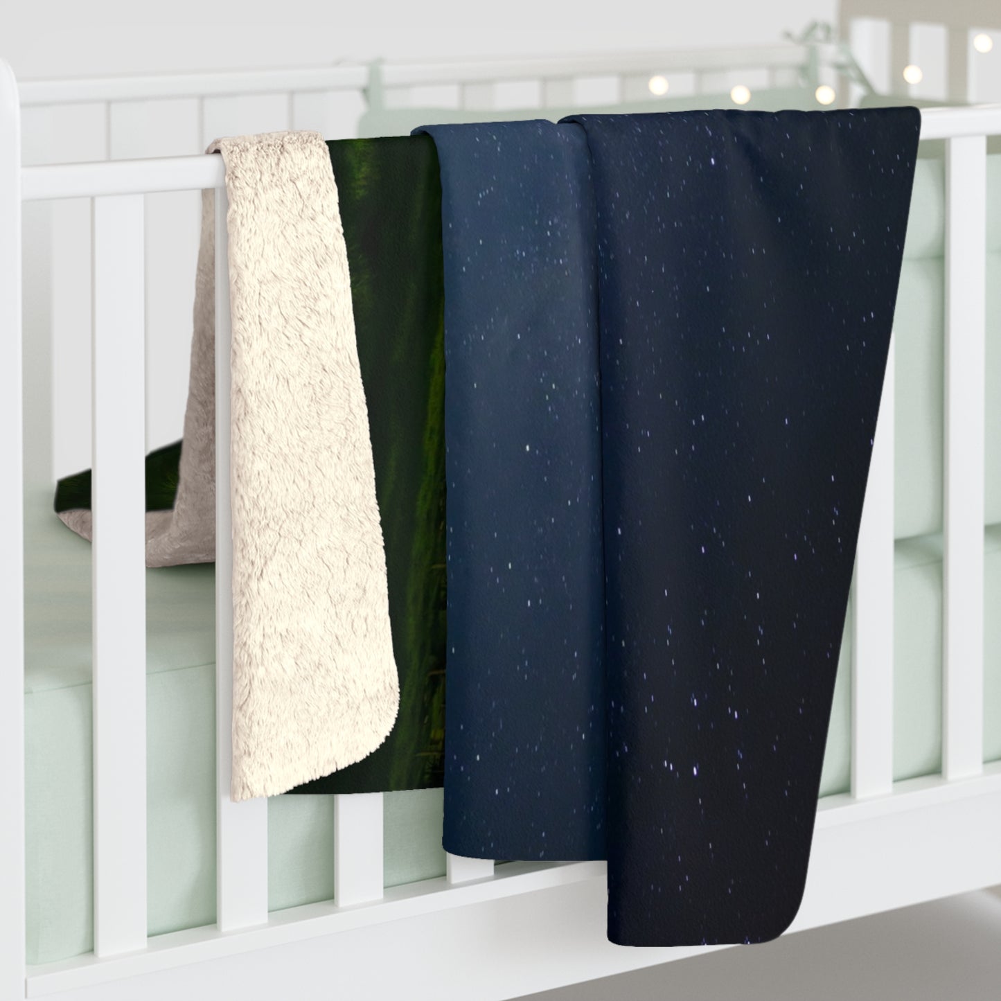 Blankets: Sherpa Fleece Blanket -- Foldable Fine Art -- Milky Way Nighttime over Grand Teton Mountains