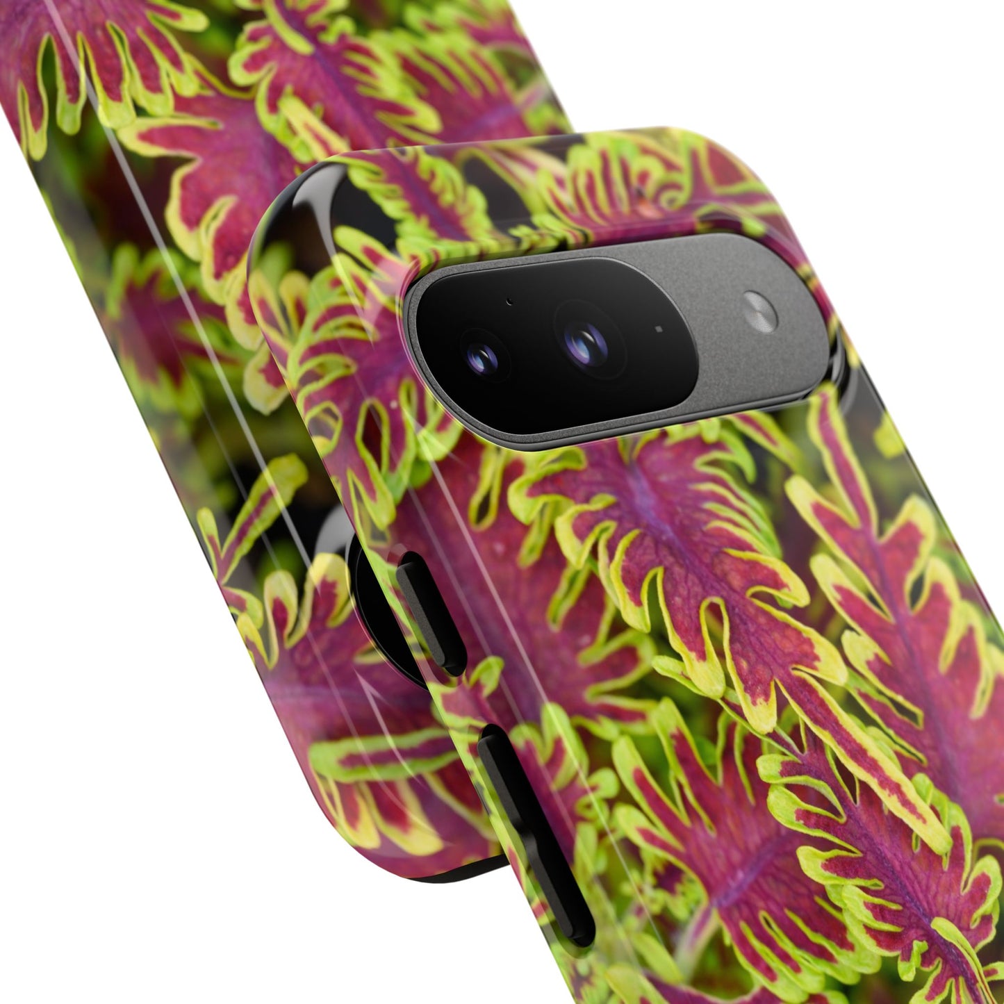 Phone Tough Case — Vibrant Variegated Botanical Design with Coleus Leaves