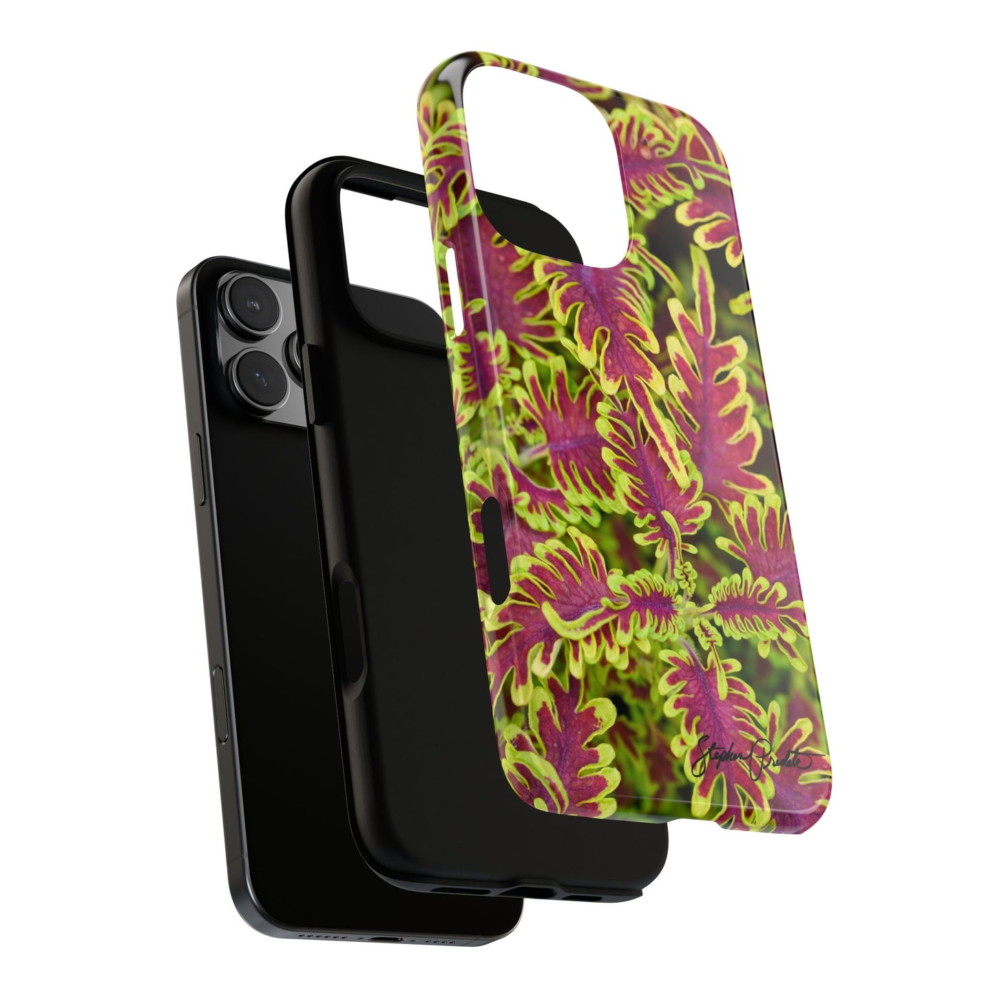 Phone Tough Case — Vibrant Variegated Botanical Design with Coleus Leaves