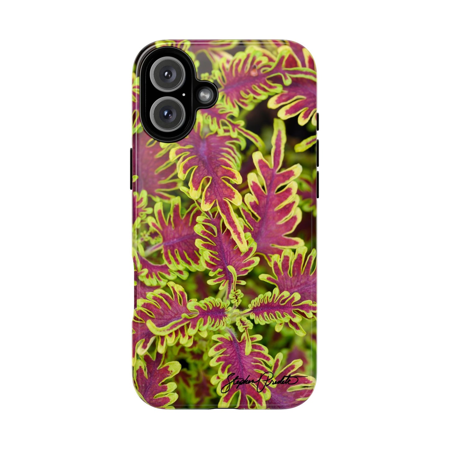 Phone Tough Case — Vibrant Variegated Botanical Design with Coleus Leaves