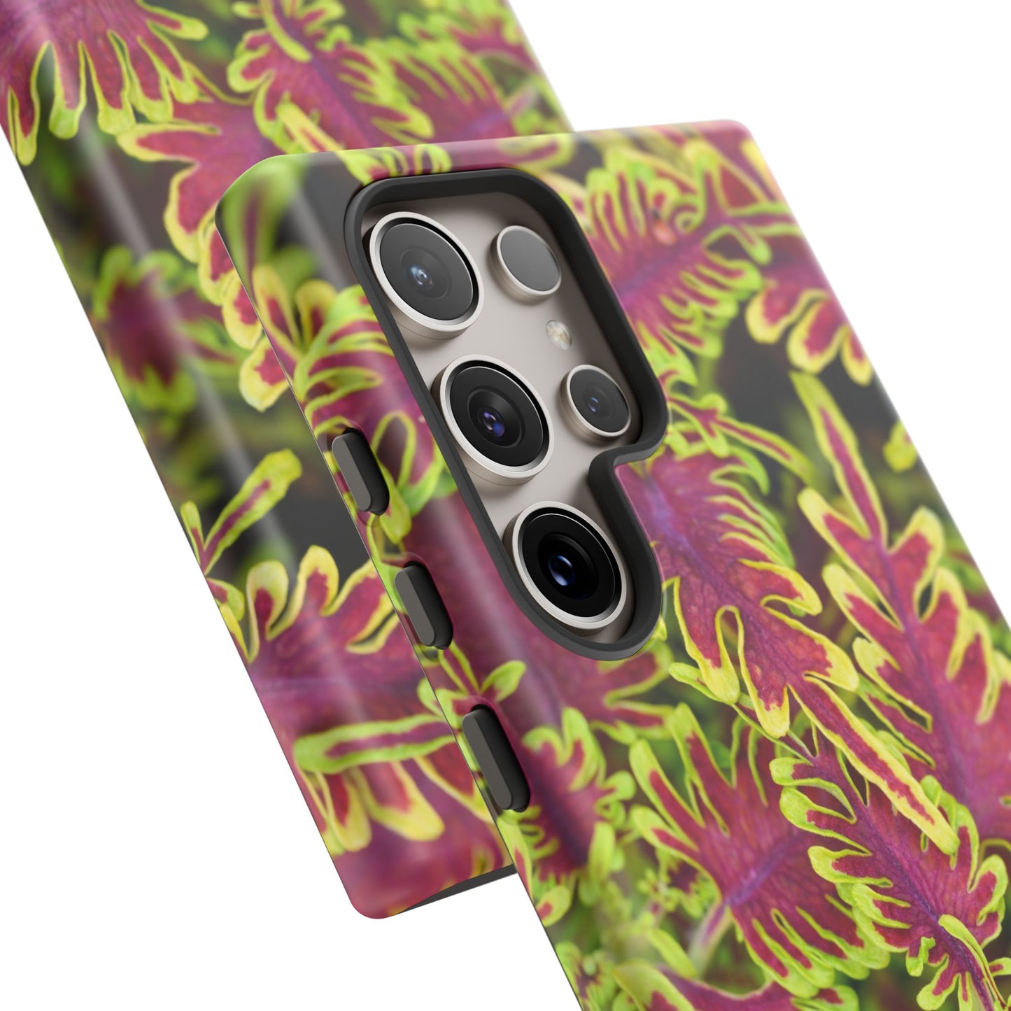 Phone Tough Case — Vibrant Variegated Botanical Design with Coleus Leaves