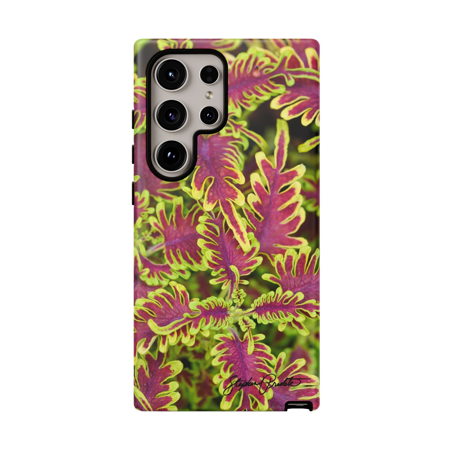 Phone Tough Case — Vibrant Variegated Botanical Design with Coleus Leaves