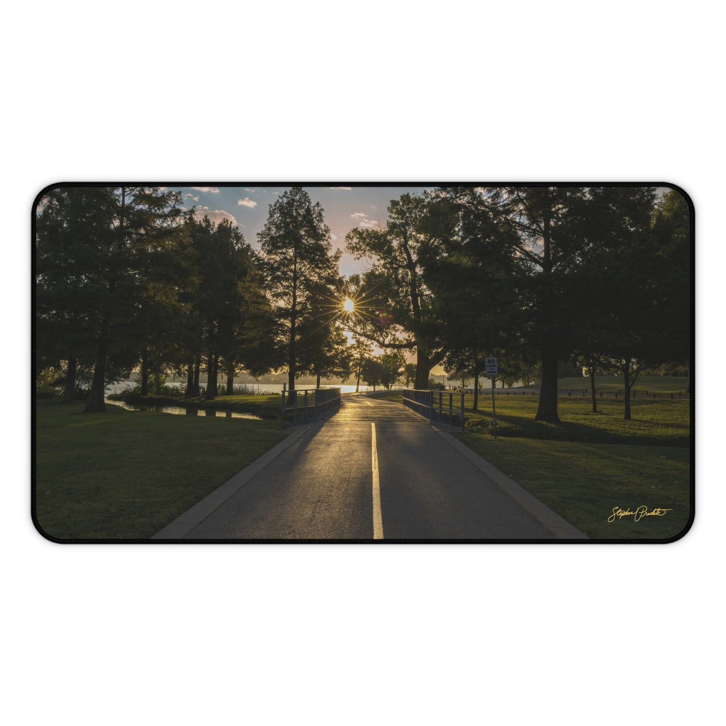 Desk Mat -- Sunrise on White Rock Lake Path