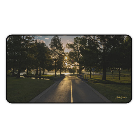 Desk Mat -- Sunrise on White Rock Lake Path