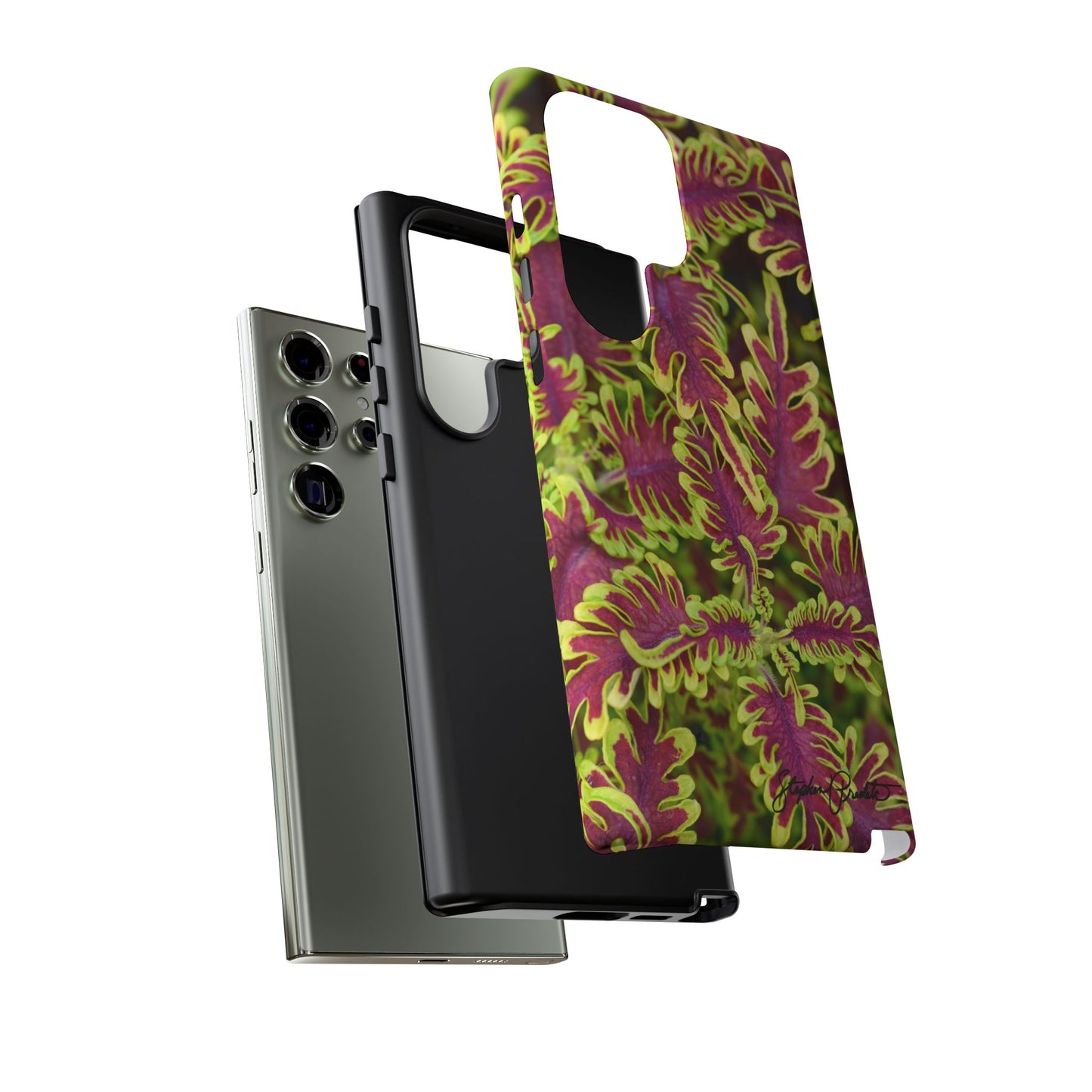 Phone Tough Case — Vibrant Variegated Botanical Design with Coleus Leaves