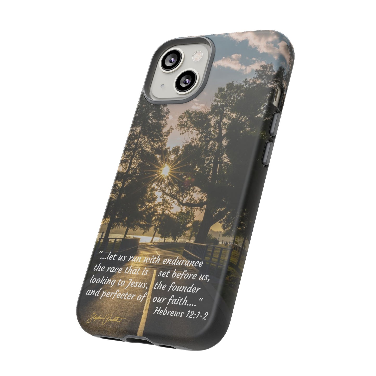 Phone Tough Case -- Heb. 12:1-2 -- Sunrise on the Running Path at White Rock Lake