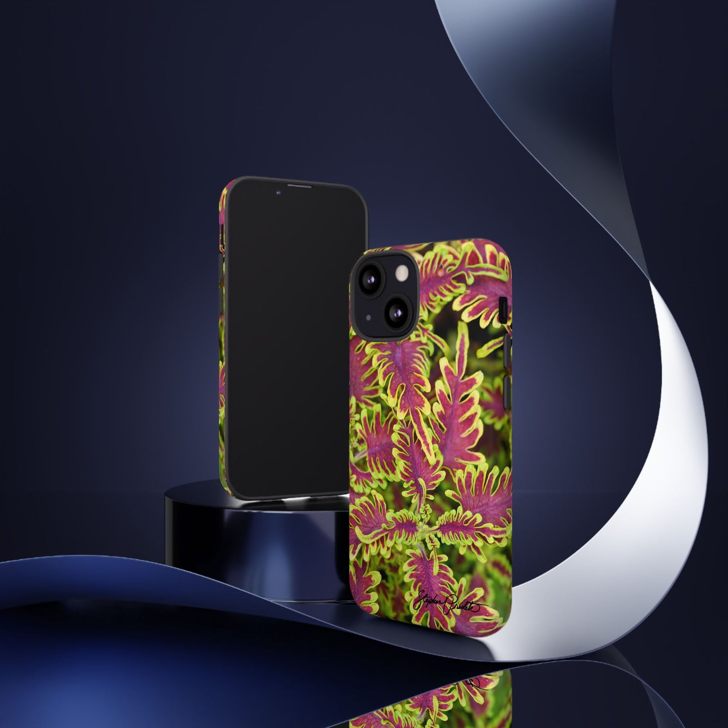 Phone Tough Case — Vibrant Variegated Botanical Design with Coleus Leaves