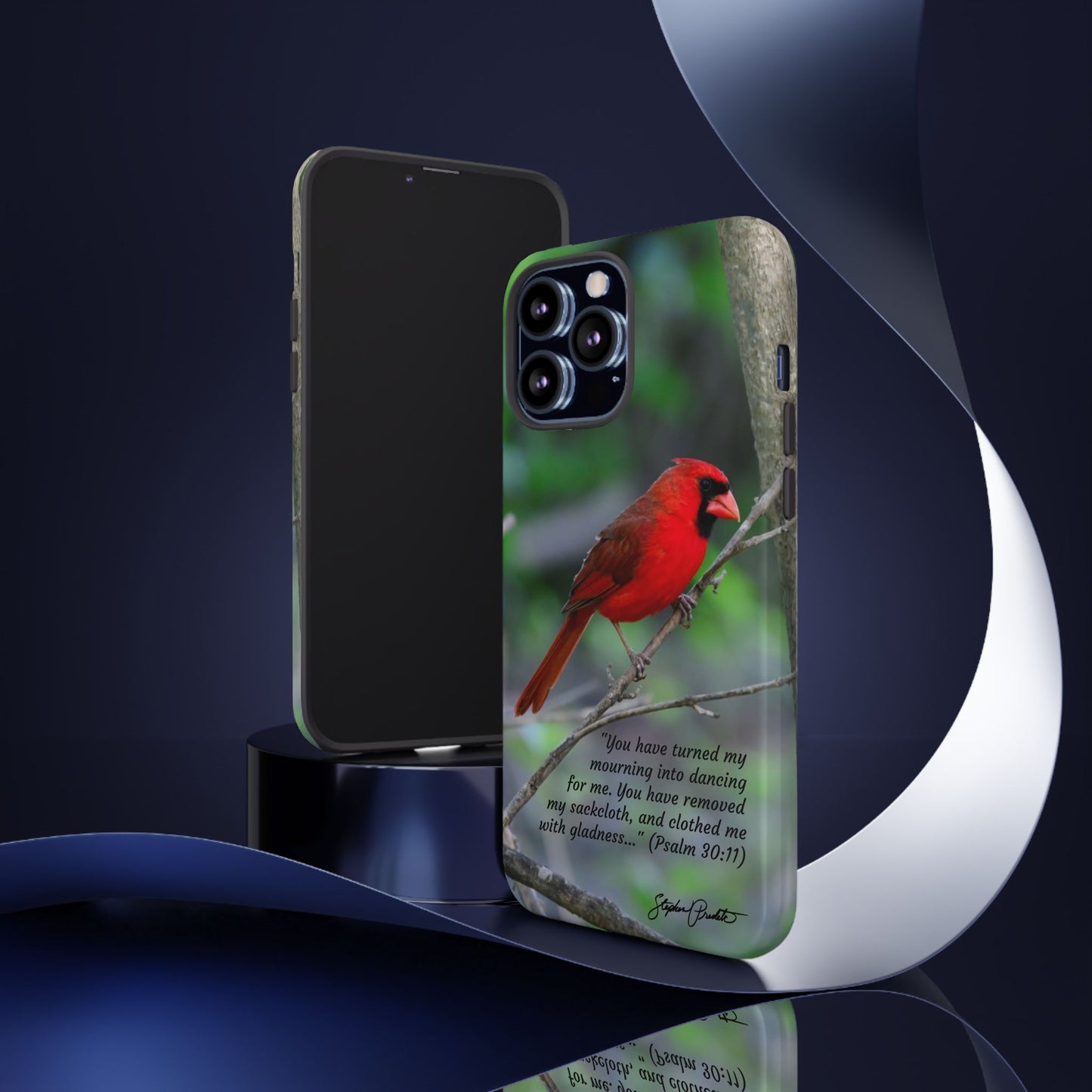 Phone Tough Case - Northern Cardinal 2 with Verse Psalm 30:11