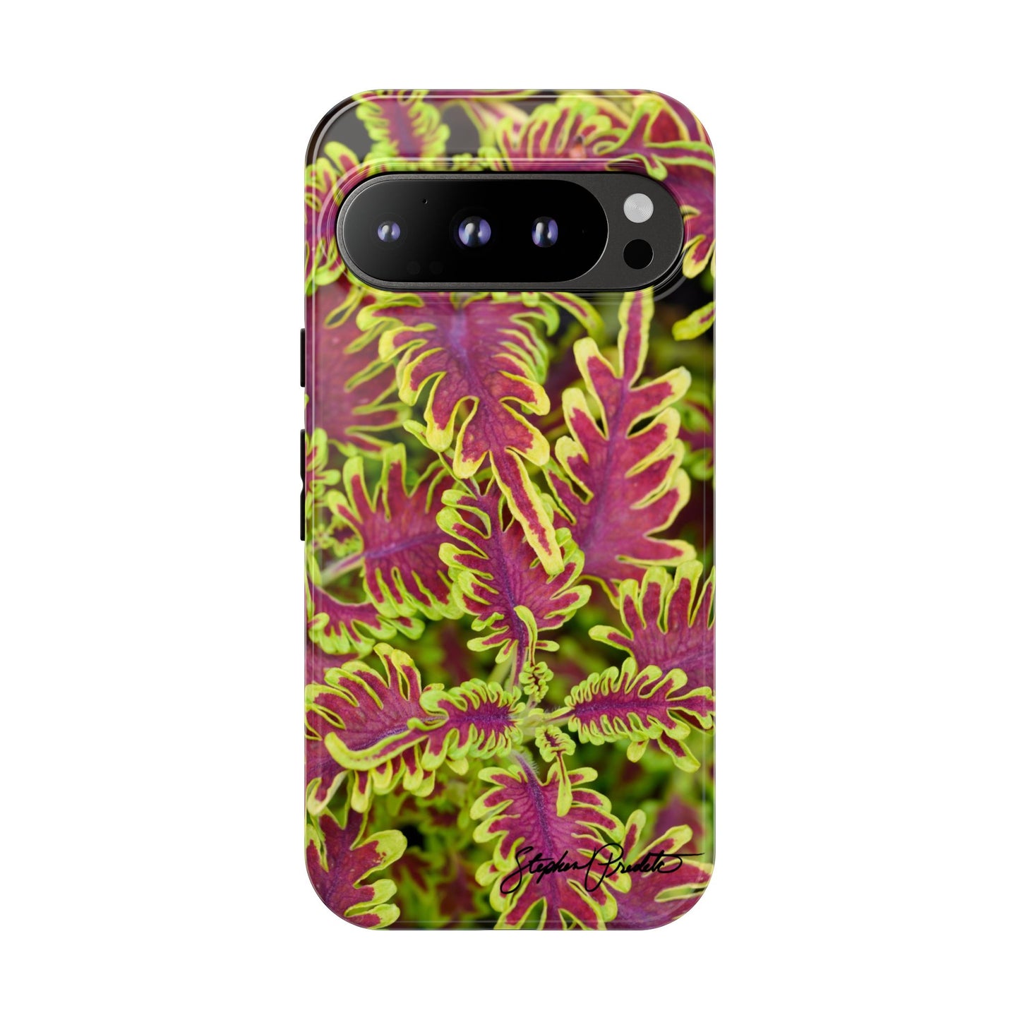 Phone Tough Case — Vibrant Variegated Botanical Design with Coleus Leaves