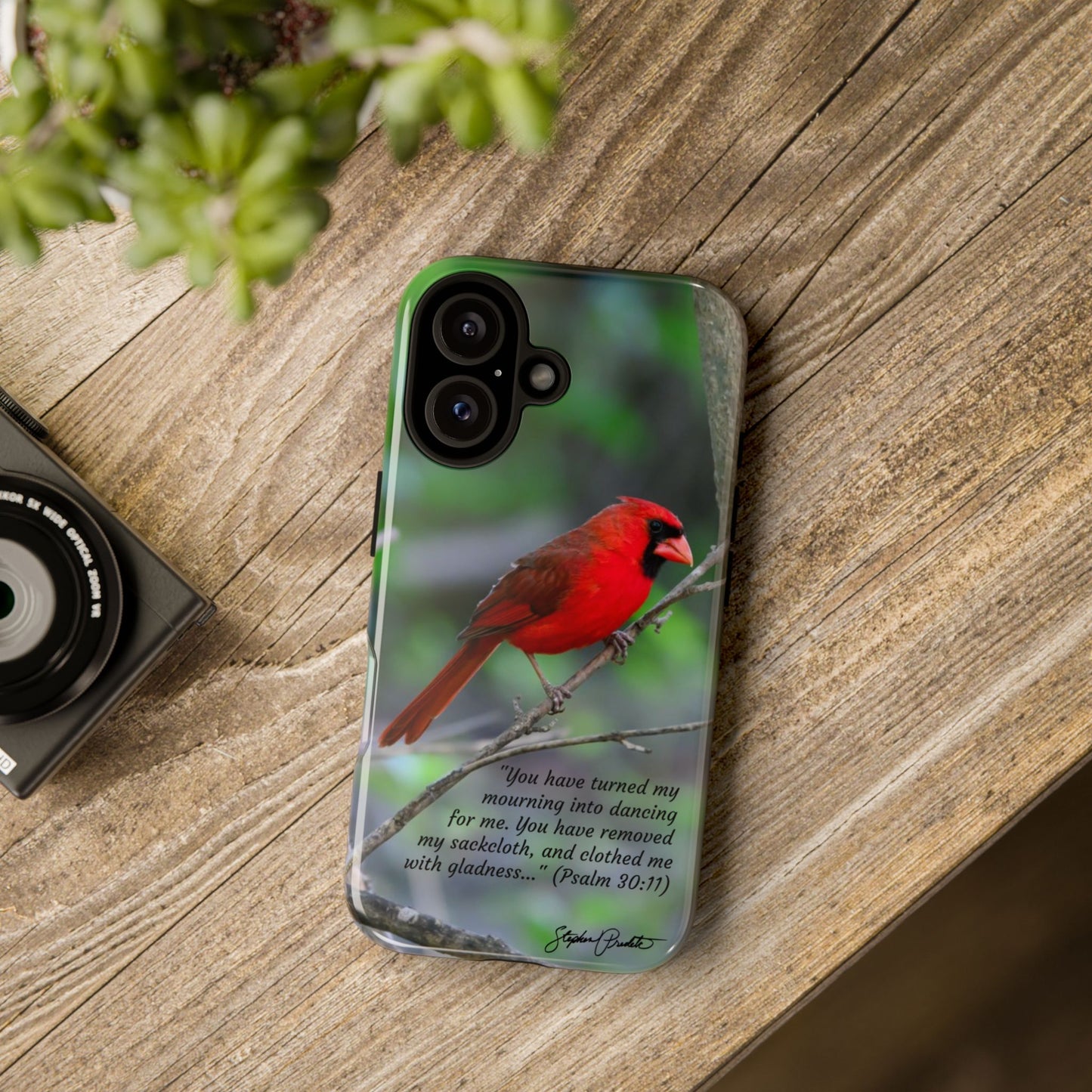 Phone Tough Case - Northern Cardinal 2 with Verse Psalm 30:11