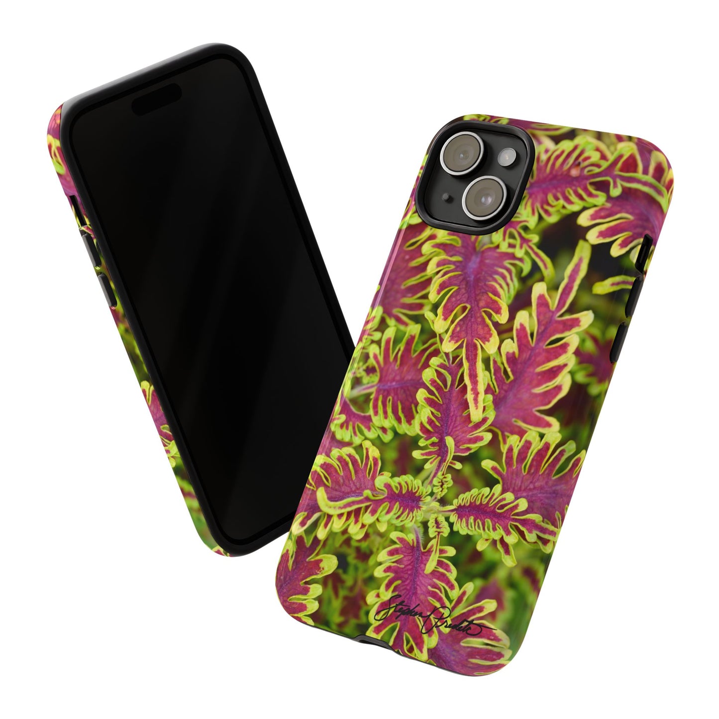 Phone Tough Case — Vibrant Variegated Botanical Design with Coleus Leaves