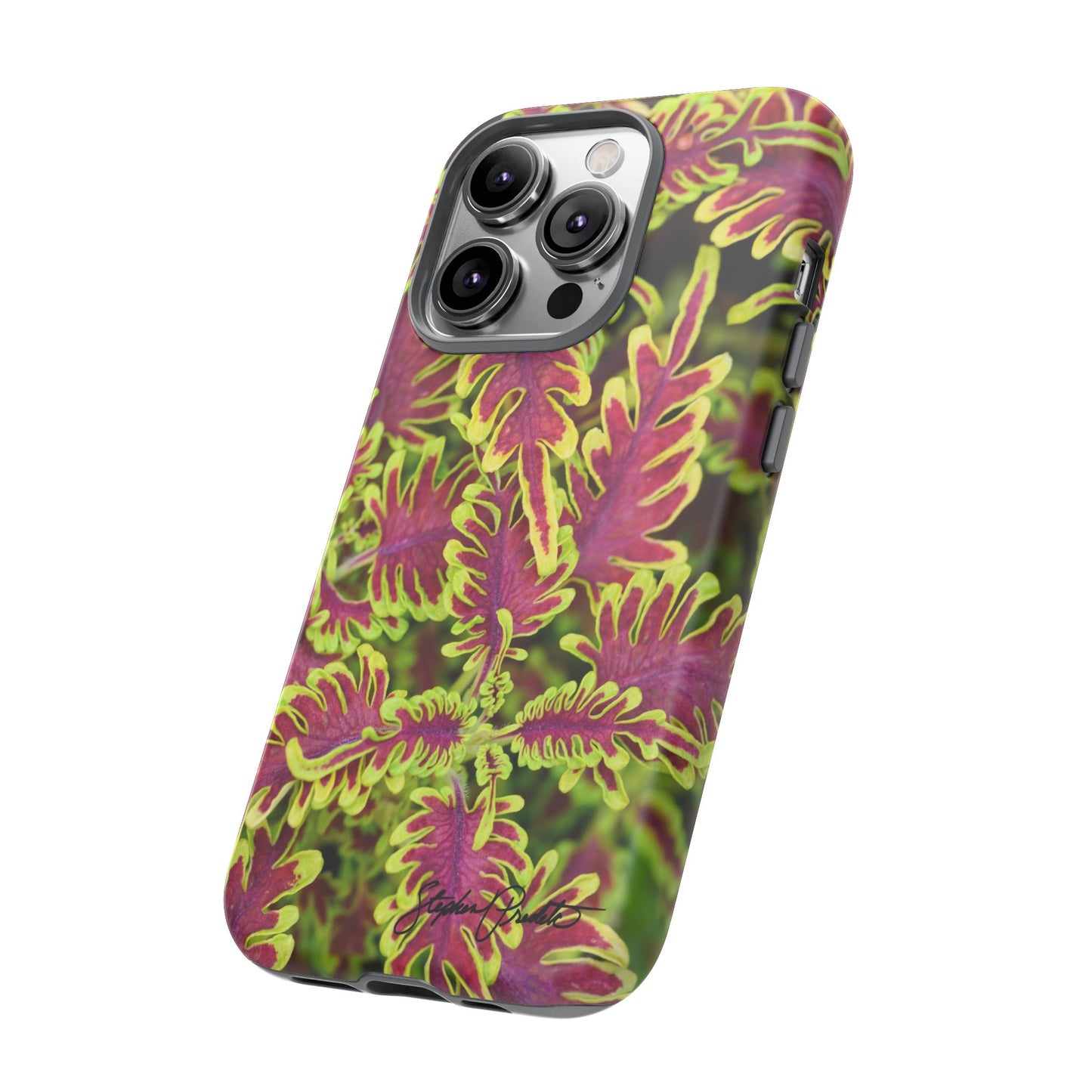 Phone Tough Case — Vibrant Variegated Botanical Design with Coleus Leaves
