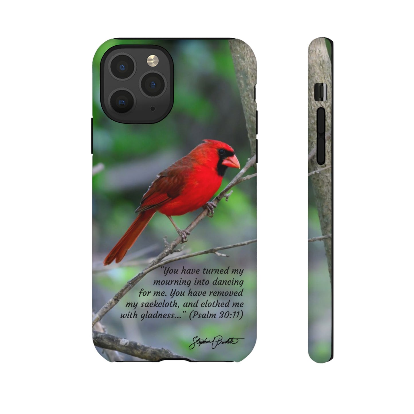 Phone Tough Case - Northern Cardinal 2 with Verse Psalm 30:11