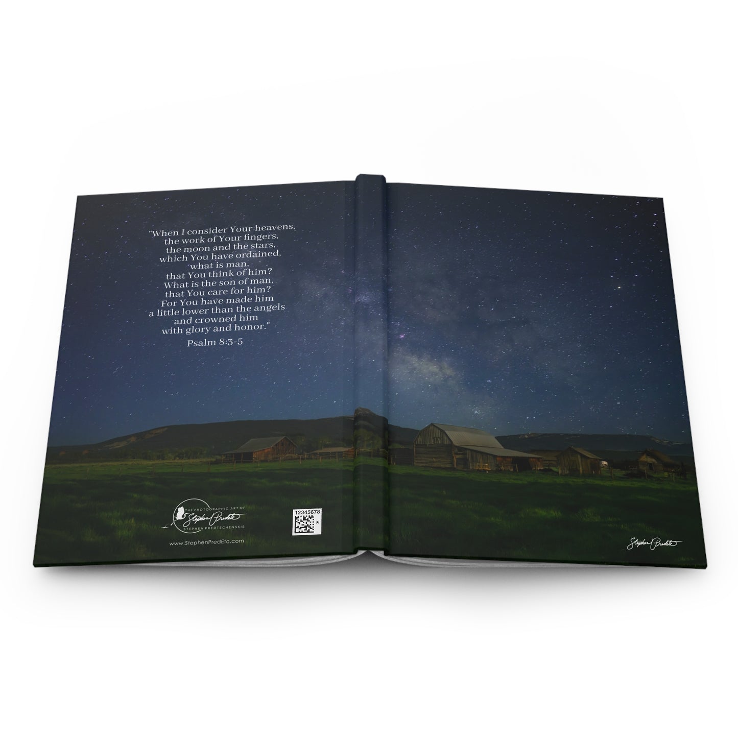 Hardcover Journal (Matte Finish) – Psalm 8:3-5 Milky Way Starry Night Farm — Writing Notebook