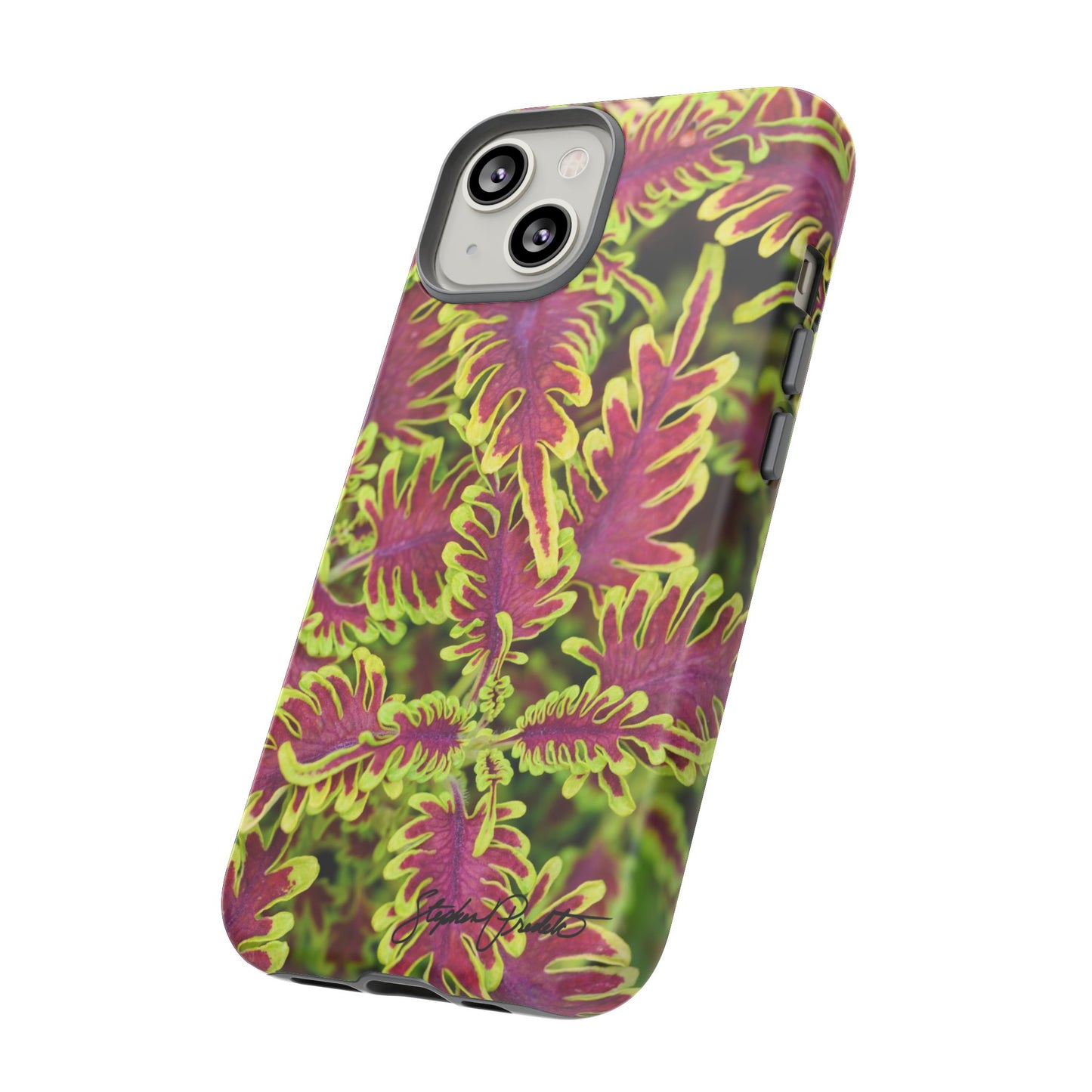 Phone Tough Case — Vibrant Variegated Botanical Design with Coleus Leaves