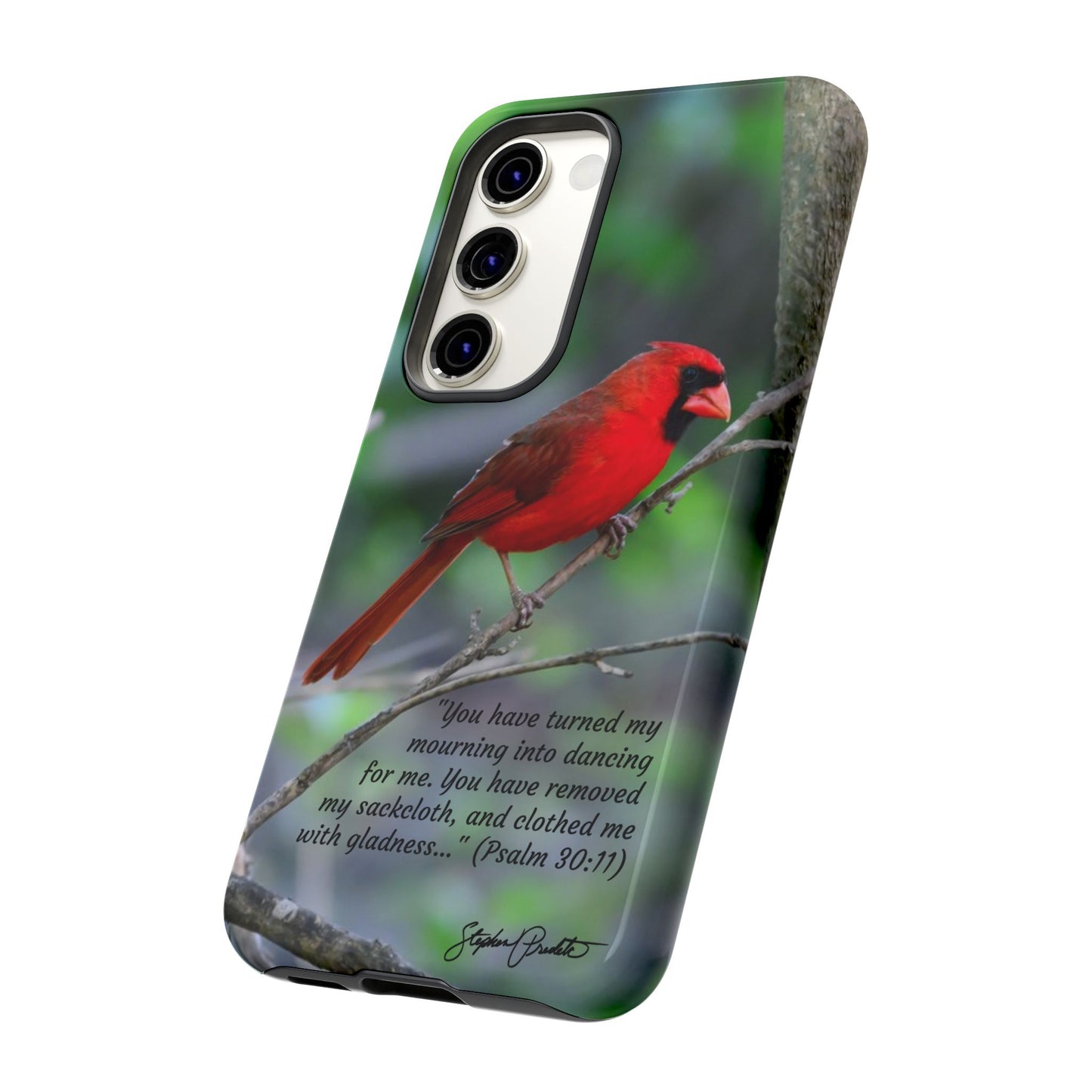 Phone Tough Case - Northern Cardinal 2 with Verse Psalm 30:11