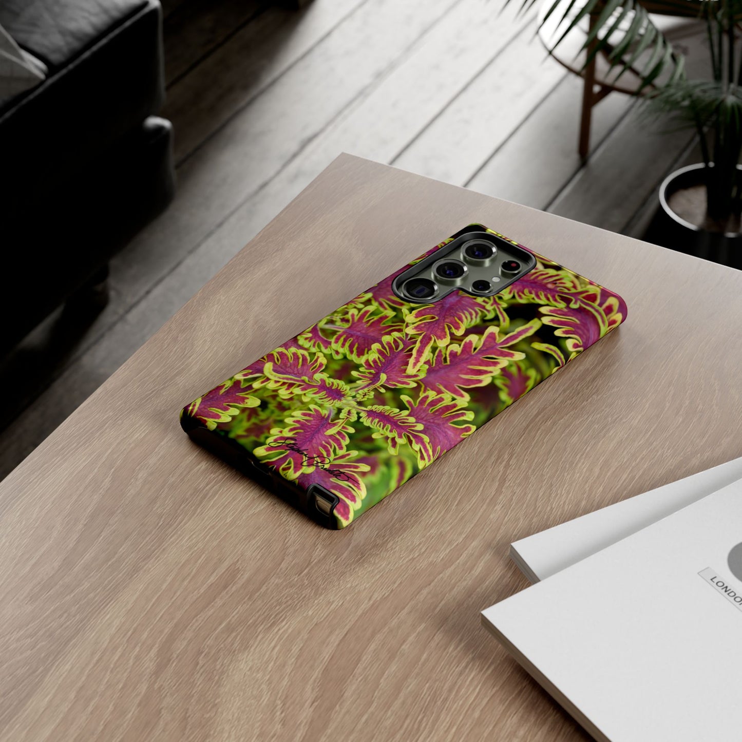 Phone Tough Case — Vibrant Variegated Botanical Design with Coleus Leaves