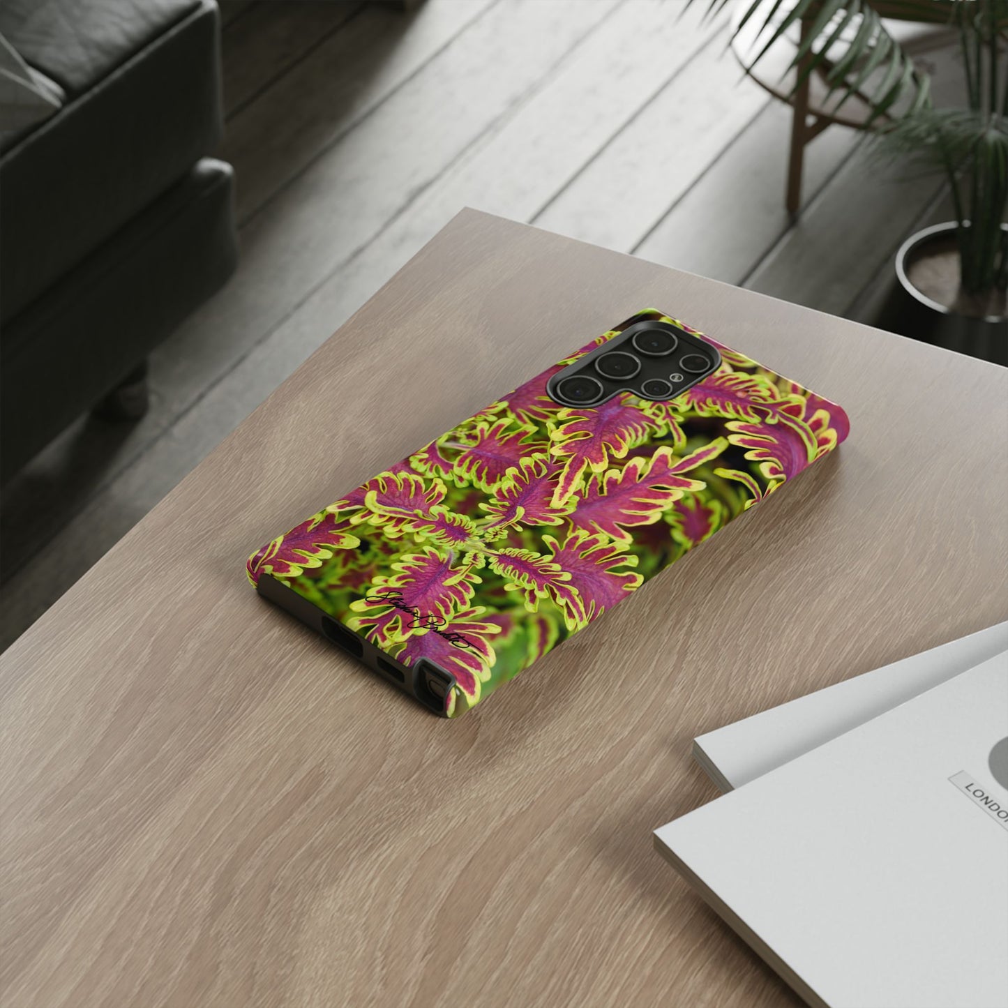 Phone Tough Case — Vibrant Variegated Botanical Design with Coleus Leaves