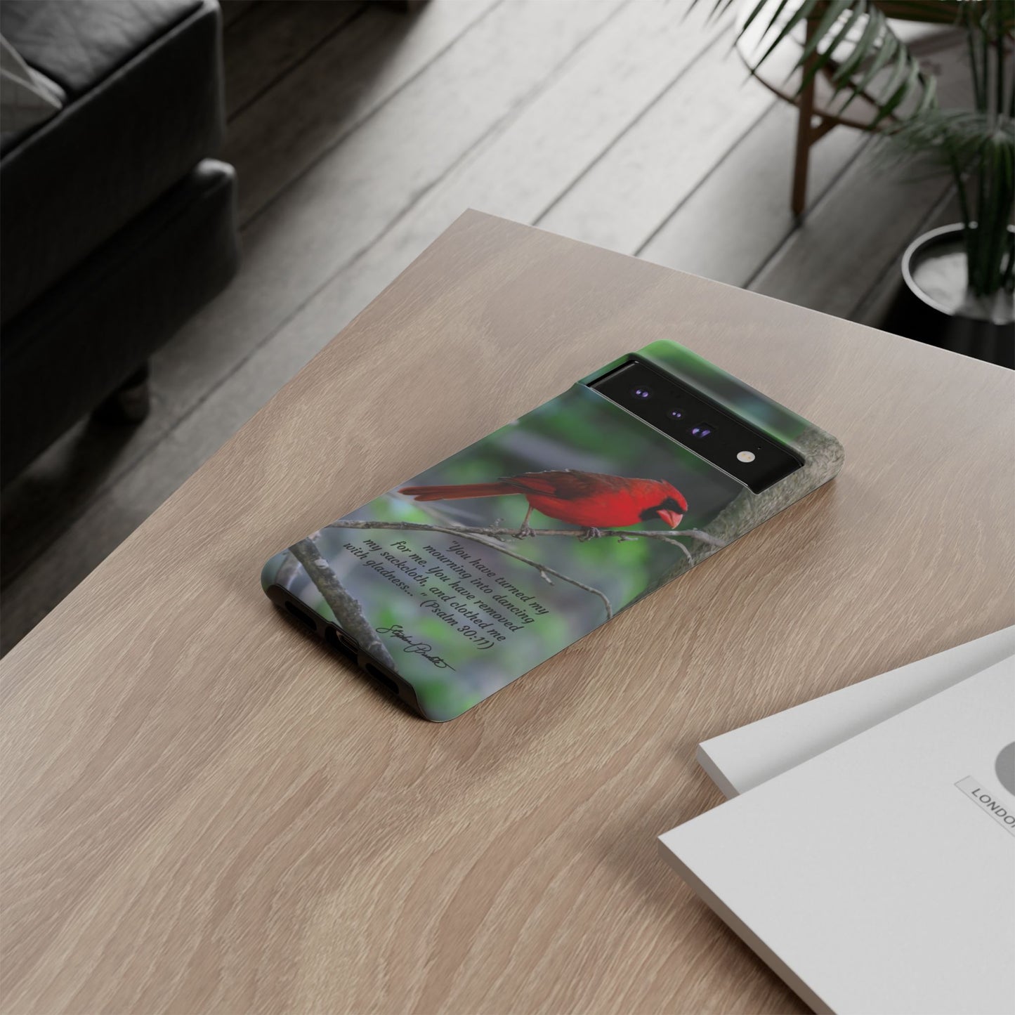 Phone Tough Case - Northern Cardinal 2 with Verse Psalm 30:11