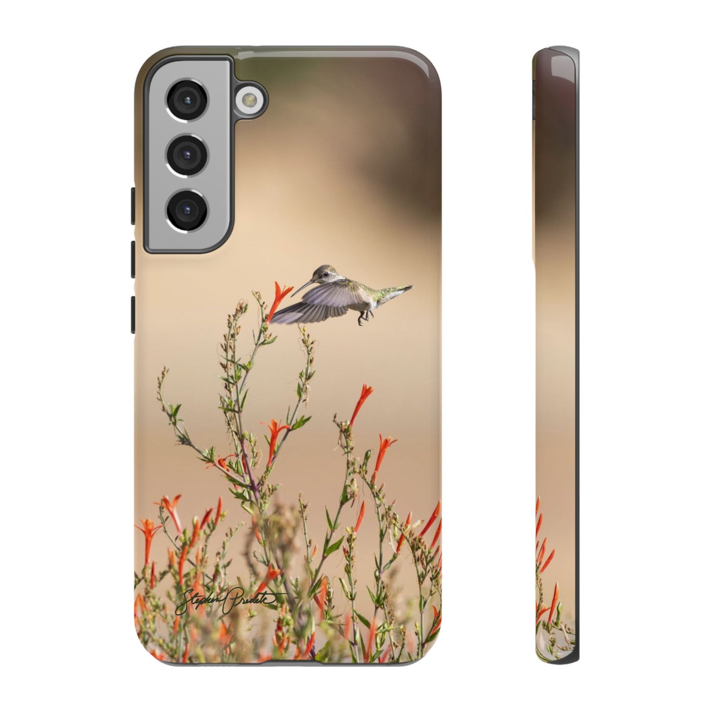 Phone Tough Case -- Hummingbird at Red Flowers