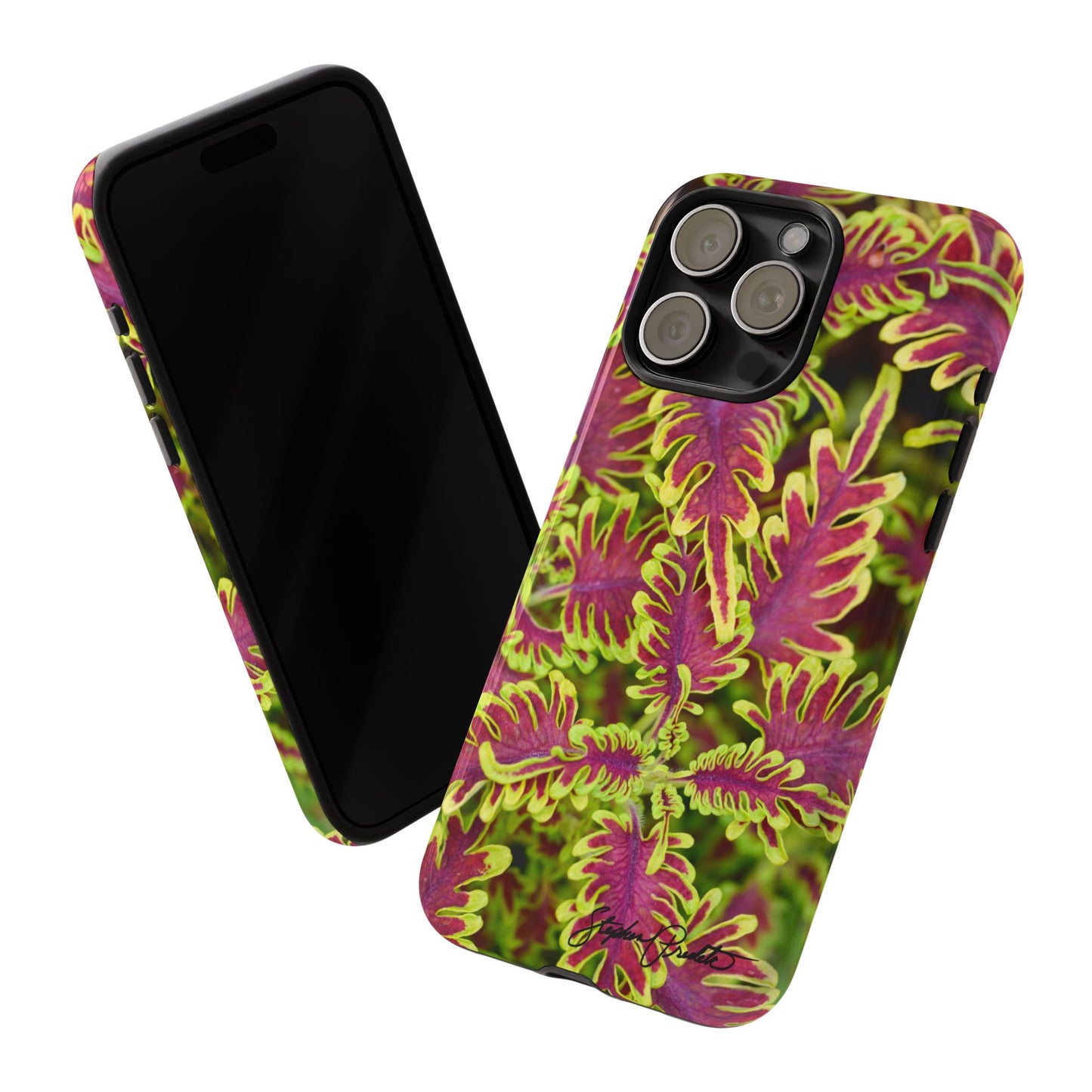 Phone Tough Case — Vibrant Variegated Botanical Design with Coleus Leaves