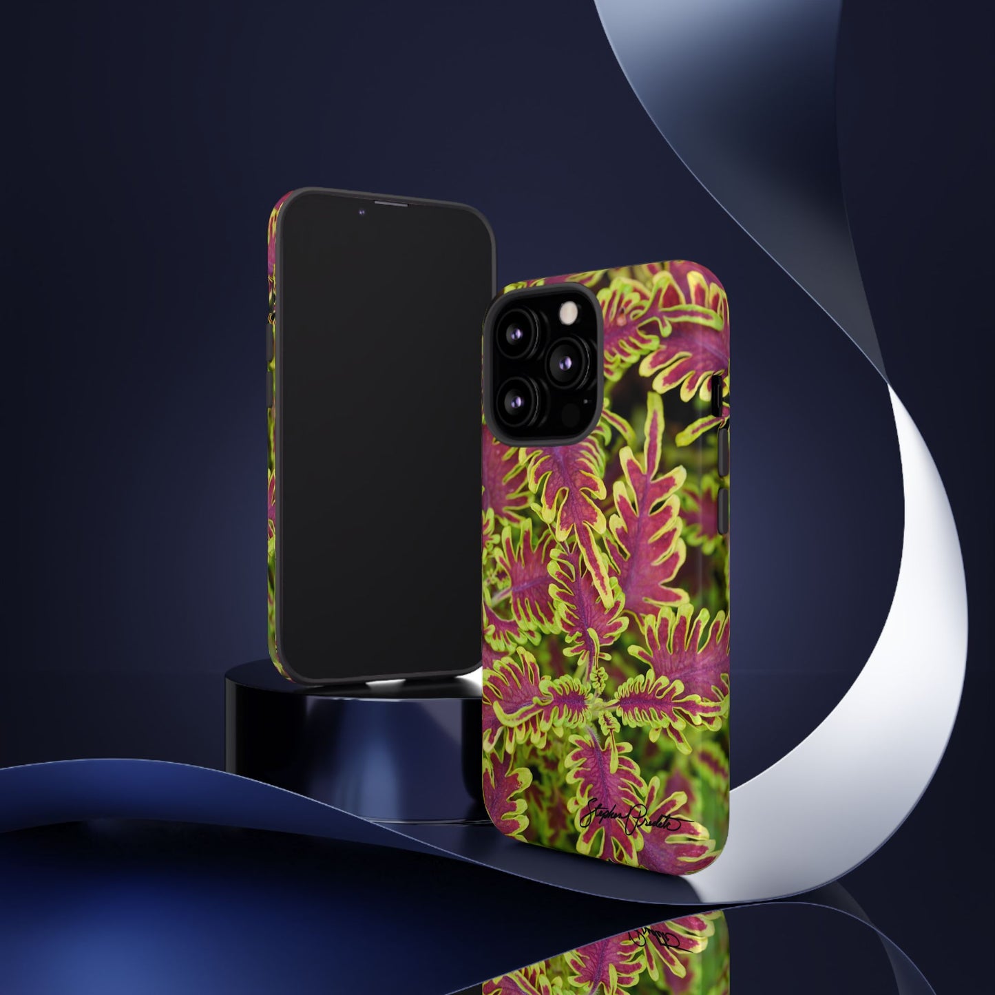 Phone Tough Case — Vibrant Variegated Botanical Design with Coleus Leaves