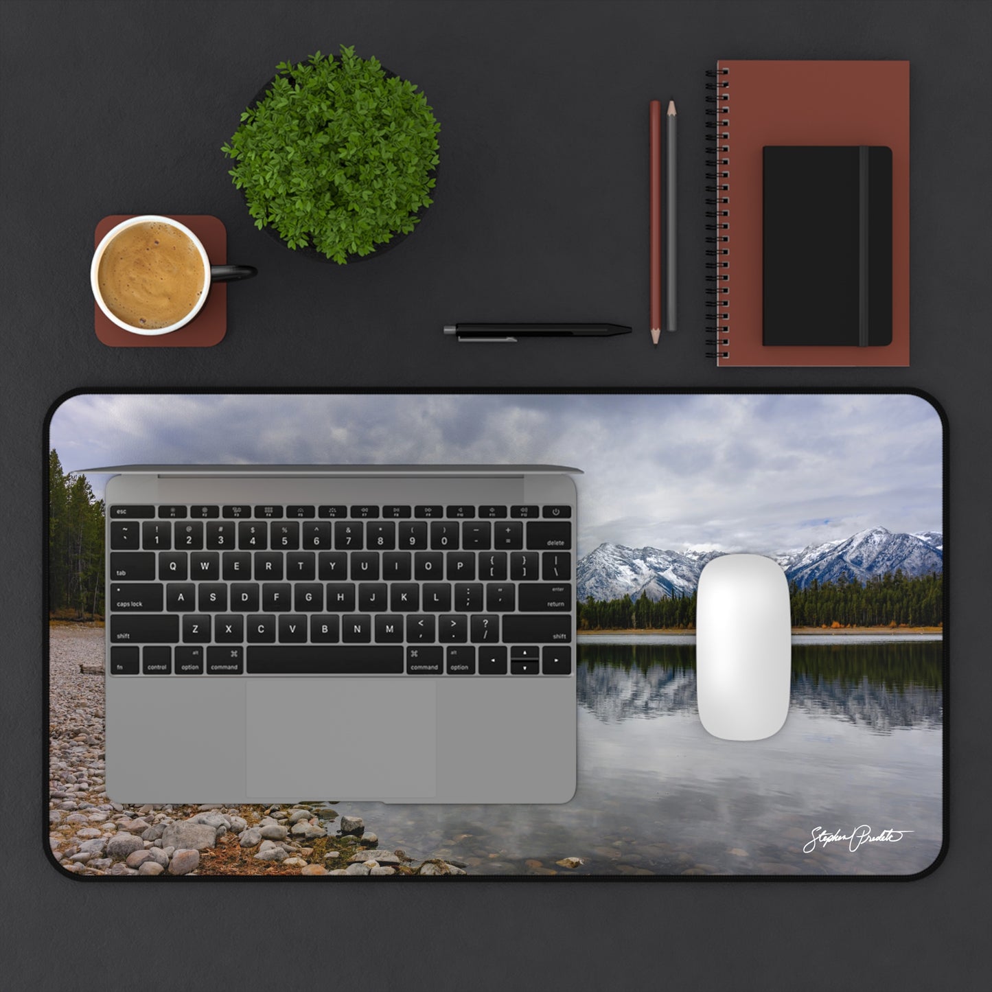 Desk Mat - Grand Teton Mountain Reflection by Stephen Predtechenskis