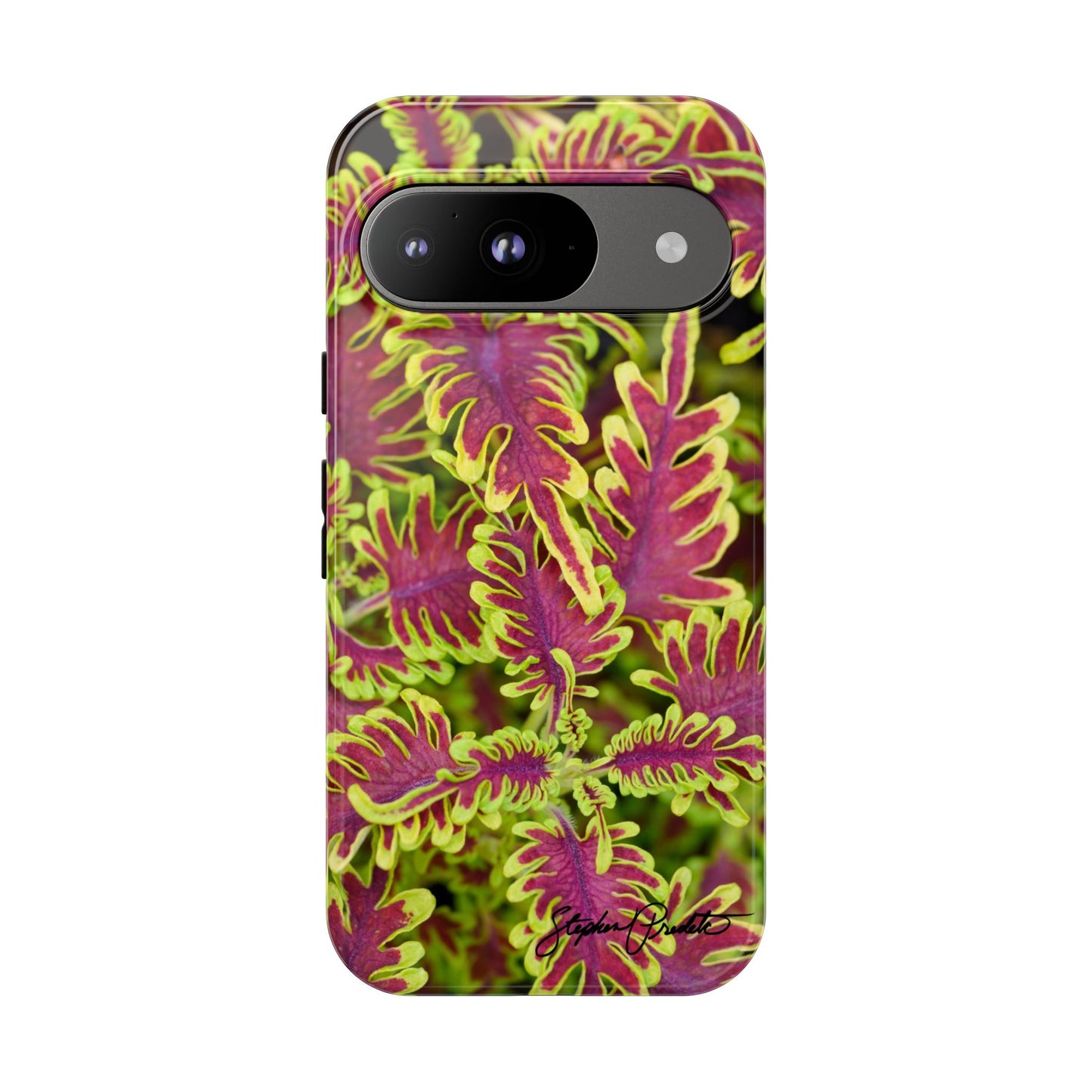 Phone Tough Case — Vibrant Variegated Botanical Design with Coleus Leaves