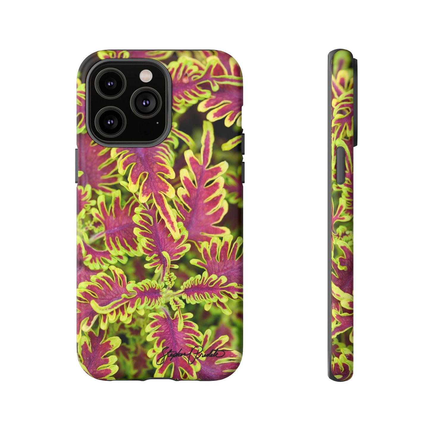 Phone Tough Case — Vibrant Variegated Botanical Design with Coleus Leaves