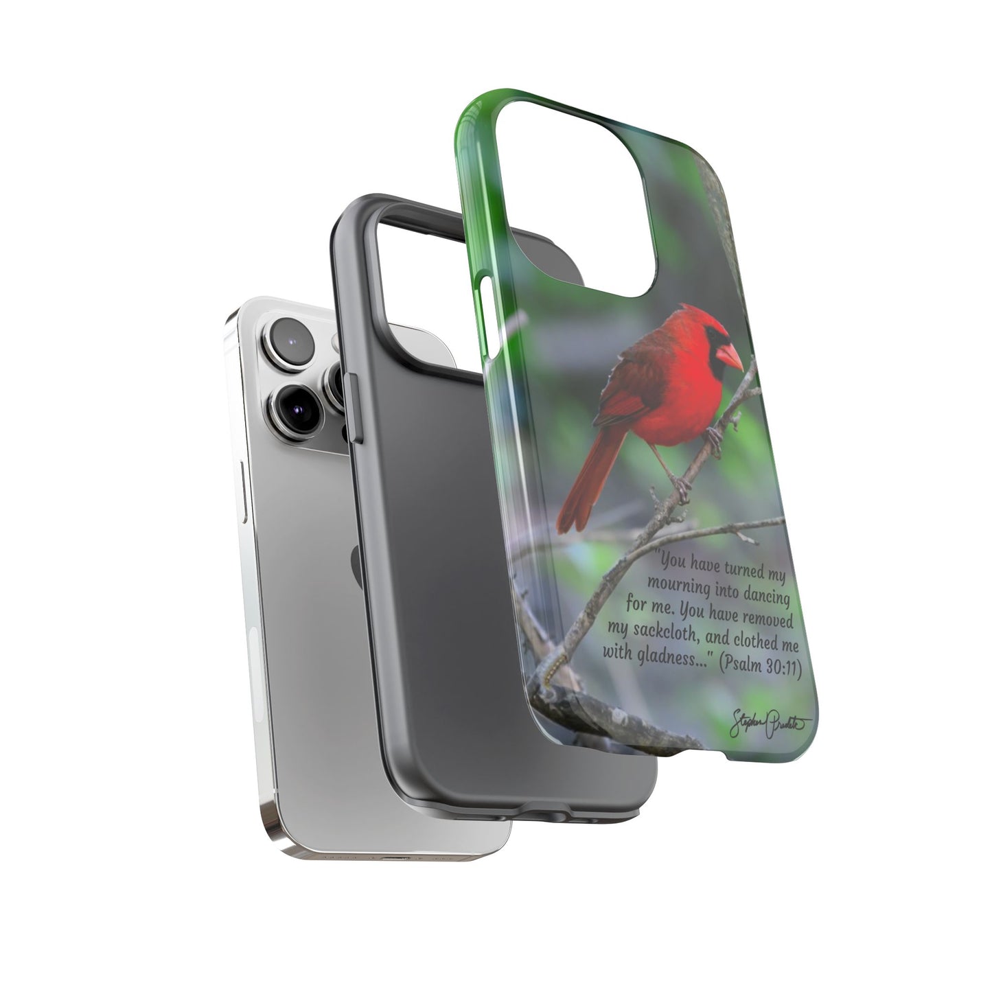 Phone Tough Case - Northern Cardinal 2 with Verse Psalm 30:11