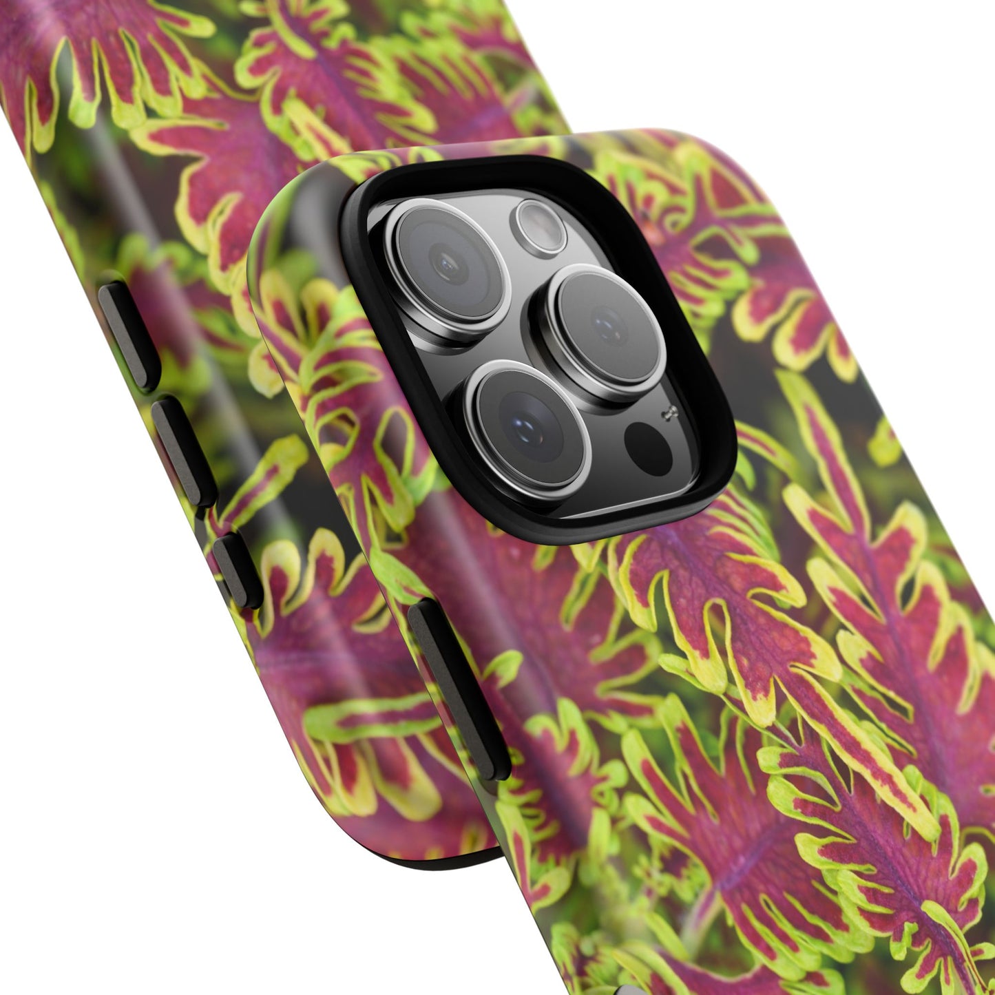 Phone Tough Case — Vibrant Variegated Botanical Design with Coleus Leaves