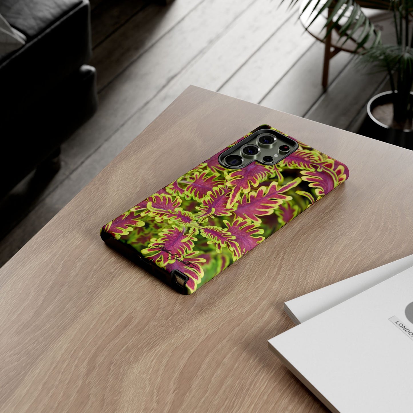 Phone Tough Case — Vibrant Variegated Botanical Design with Coleus Leaves