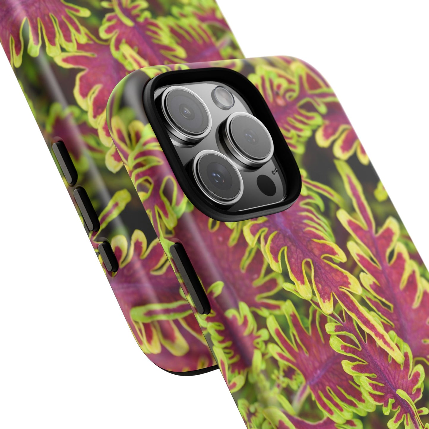 Phone Tough Case — Vibrant Variegated Botanical Design with Coleus Leaves
