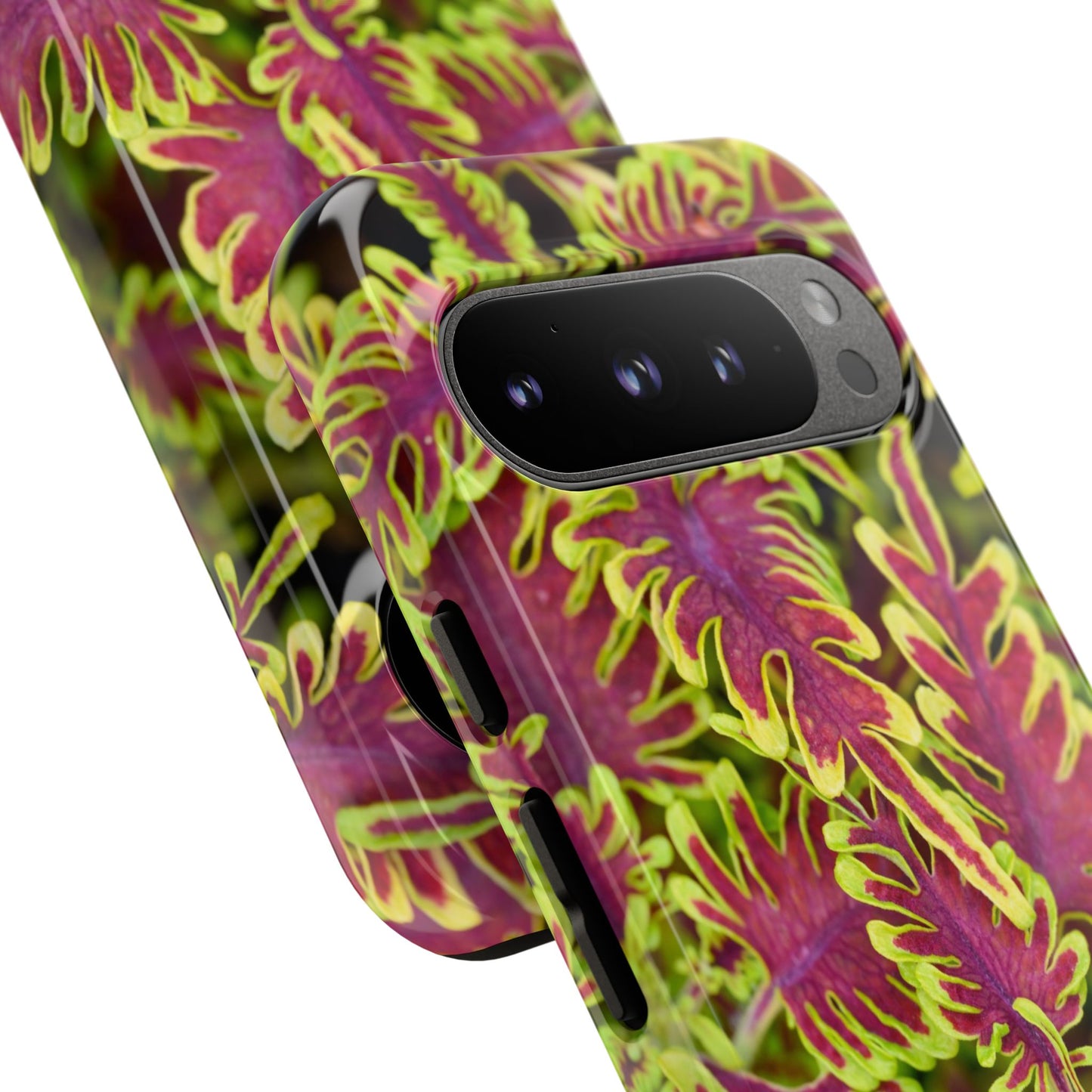 Phone Tough Case — Vibrant Variegated Botanical Design with Coleus Leaves