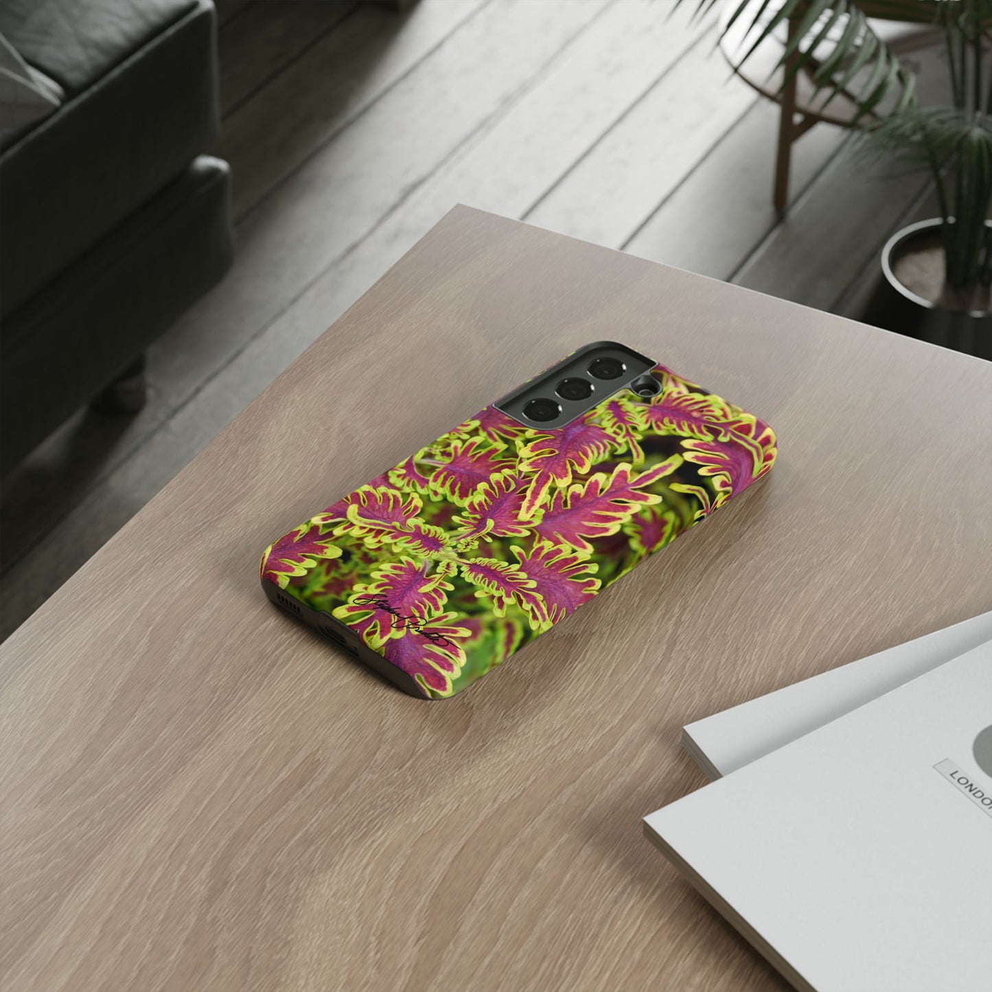 Phone Tough Case — Vibrant Variegated Botanical Design with Coleus Leaves