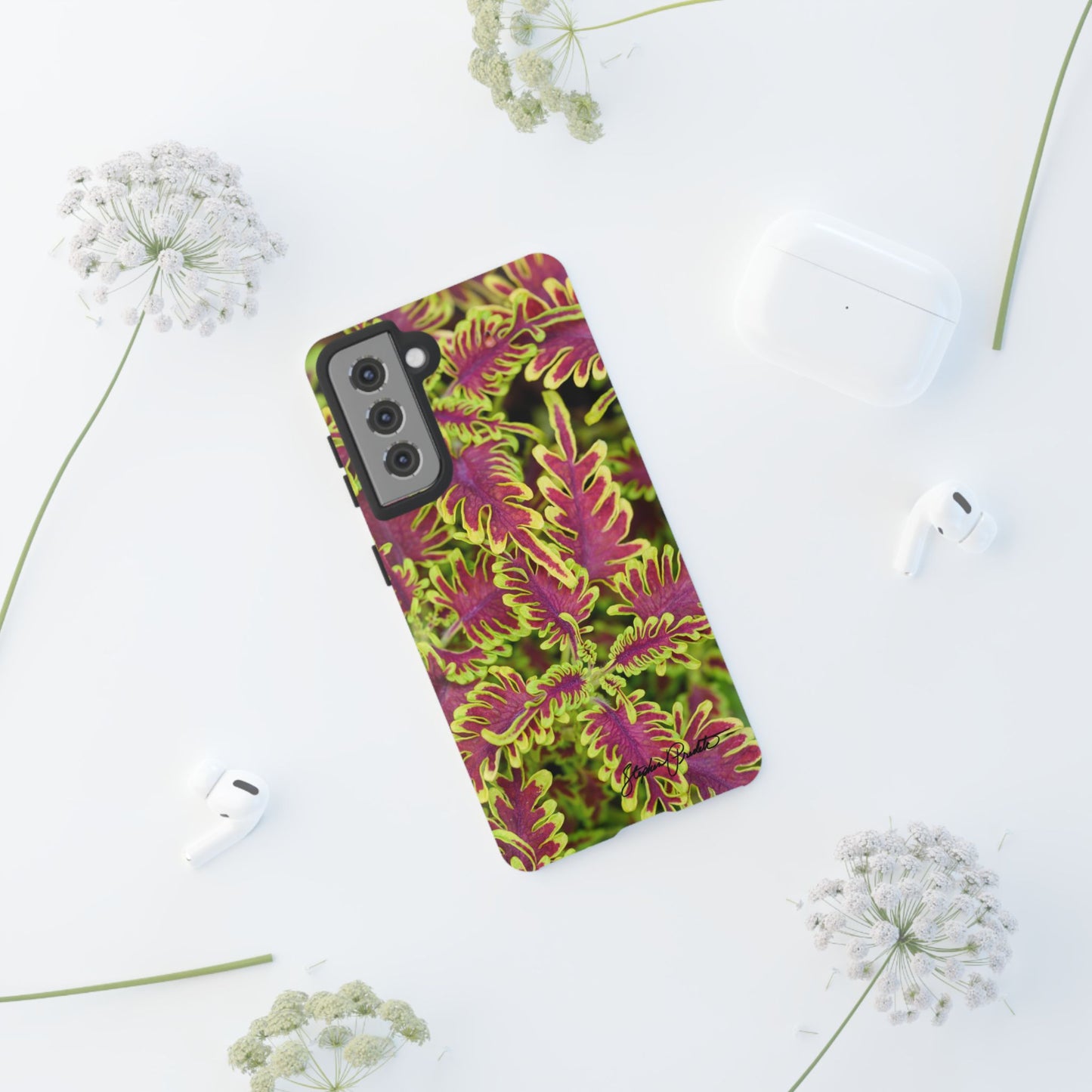 Phone Tough Case — Vibrant Variegated Botanical Design with Coleus Leaves