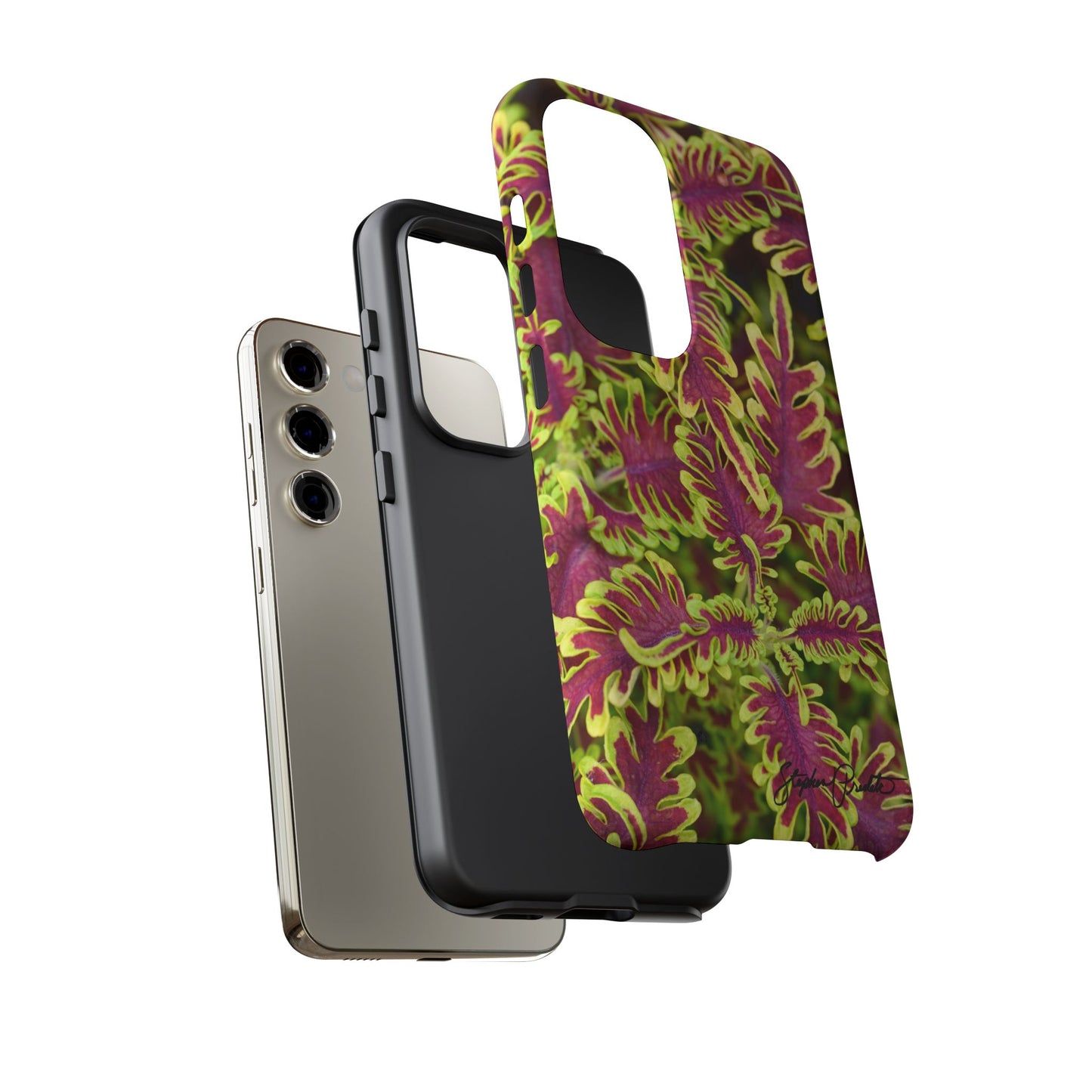Phone Tough Case — Vibrant Variegated Botanical Design with Coleus Leaves