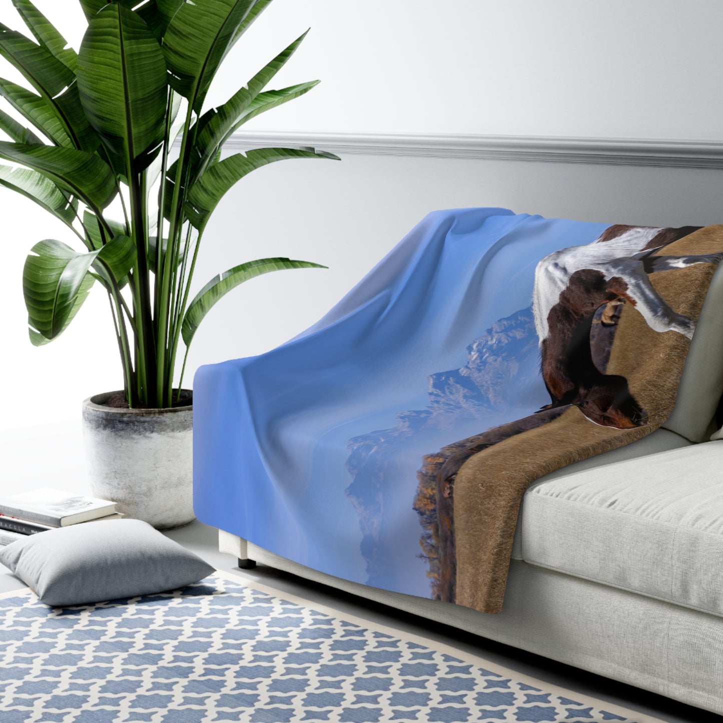 Blankets: Sherpa Fleece Blanket -- Foldable Fine Art -- Grand Teton Paint Horse