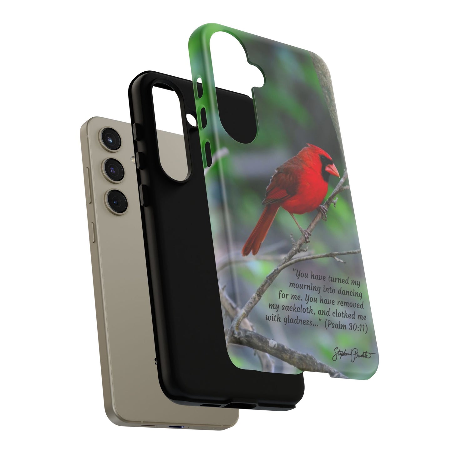 Phone Tough Case - Northern Cardinal 2 with Verse Psalm 30:11