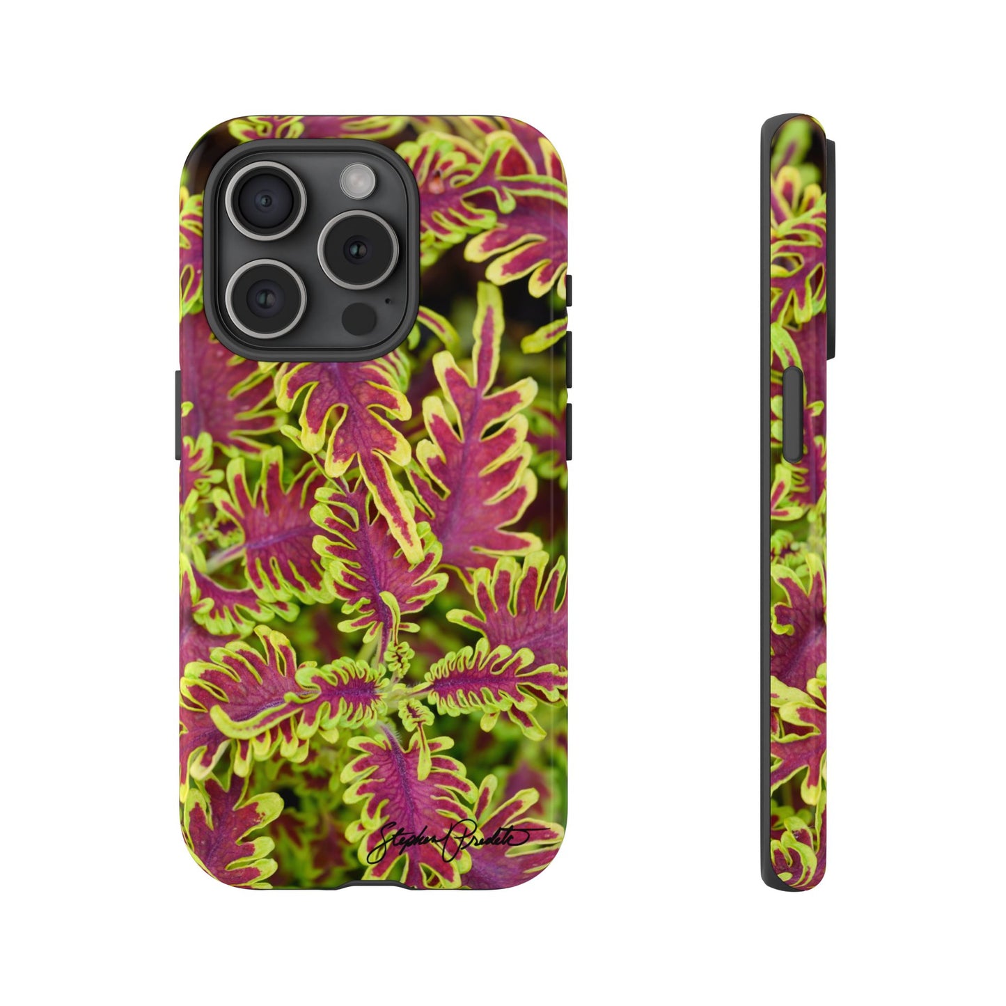 Phone Tough Case — Vibrant Variegated Botanical Design with Coleus Leaves